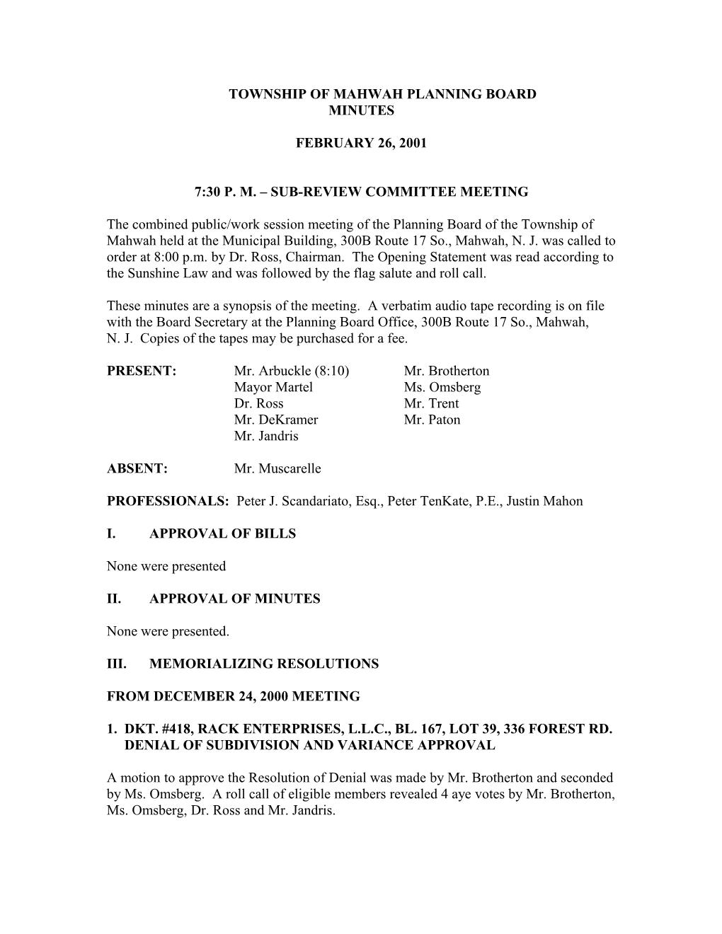 7:30 P. M. Sub-Review Committee Meeting