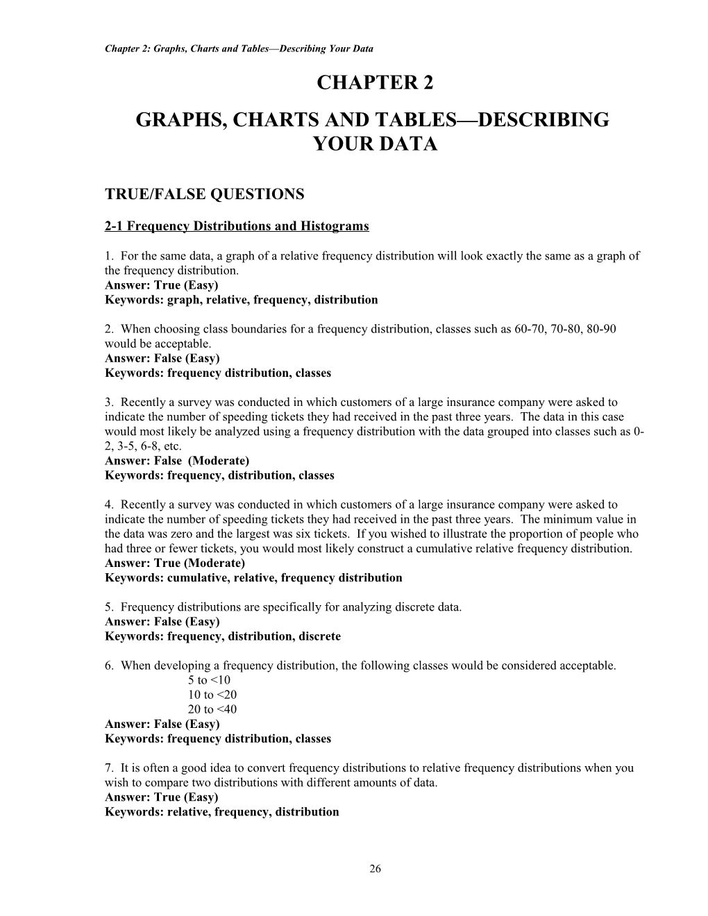 Chapter 2: Graphs, Charts and Tables Describing Your Data