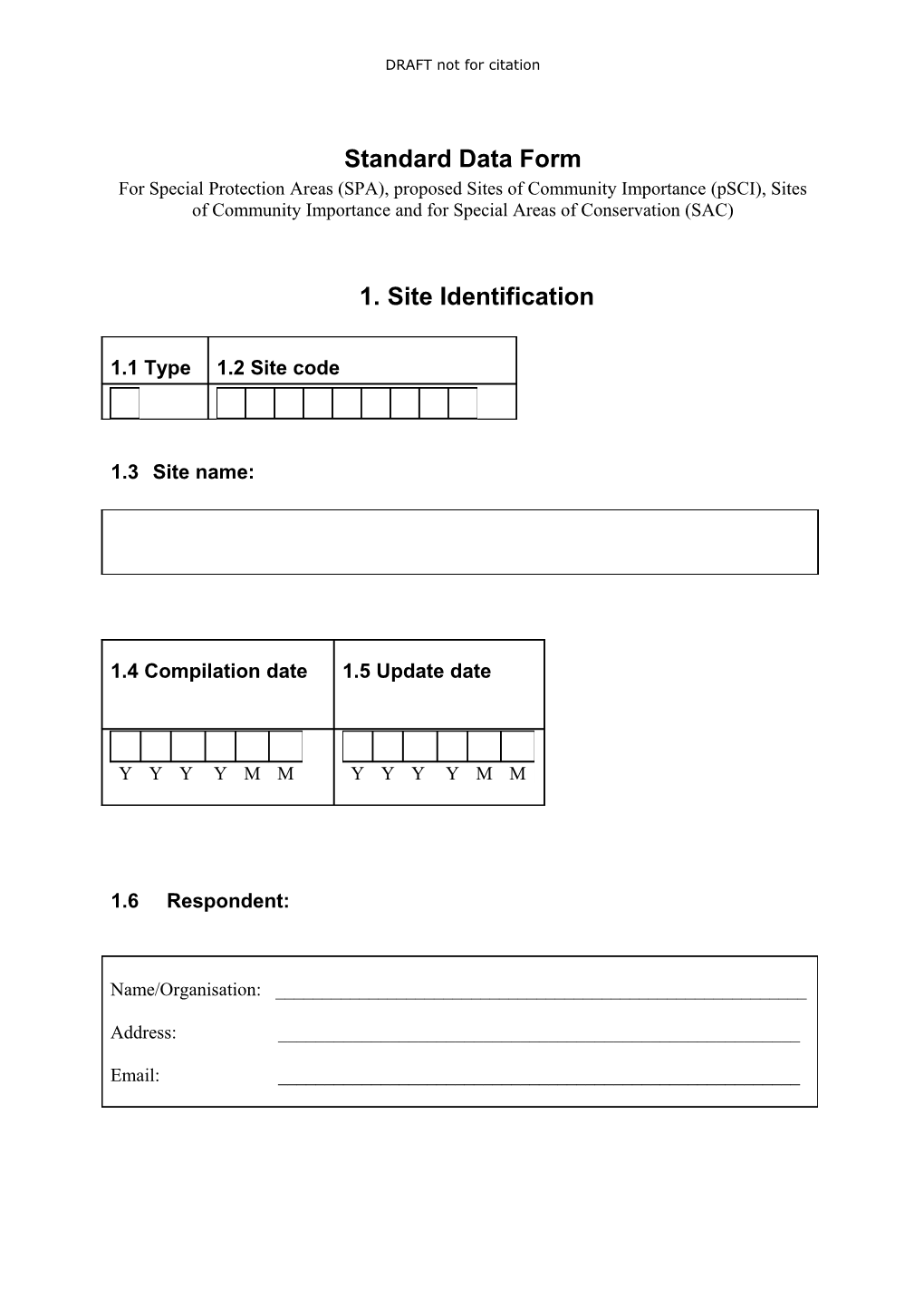 Standard Data Form