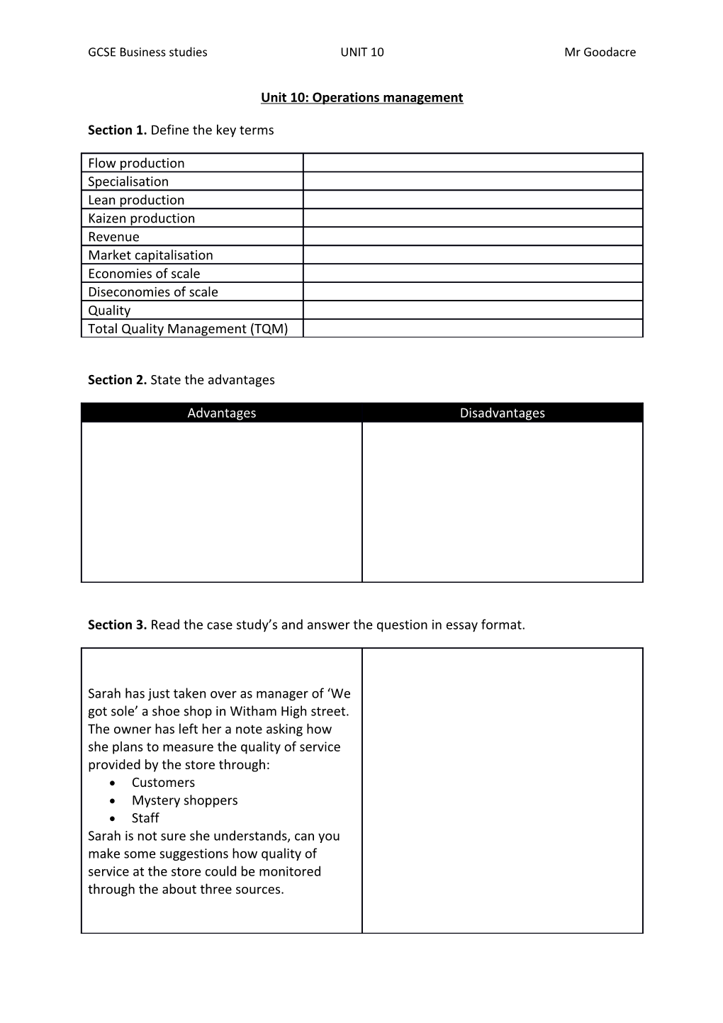 GCSE Business Studiesunit 10Mr Goodacre