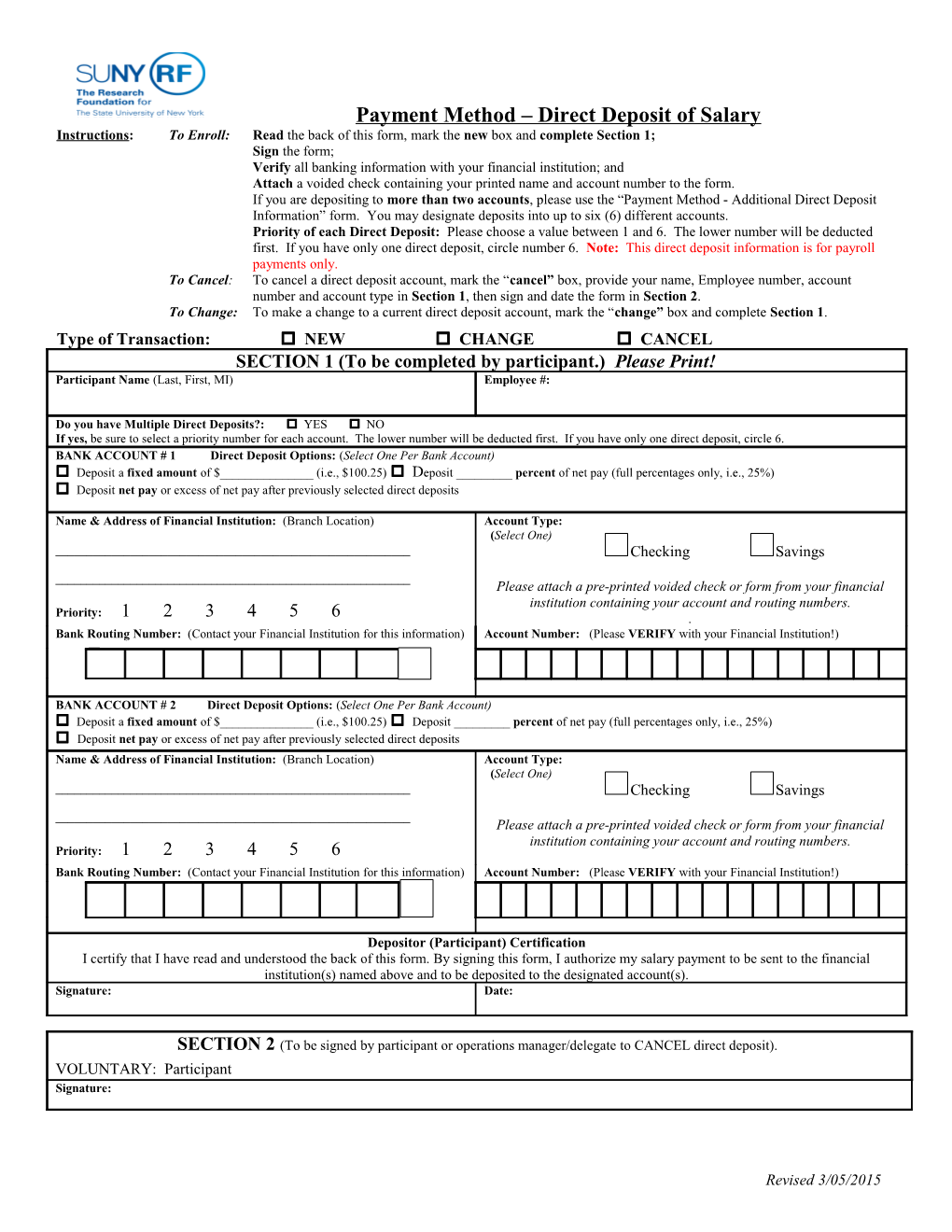 Pament Method - Direct Deposit of Salary (Word) s2