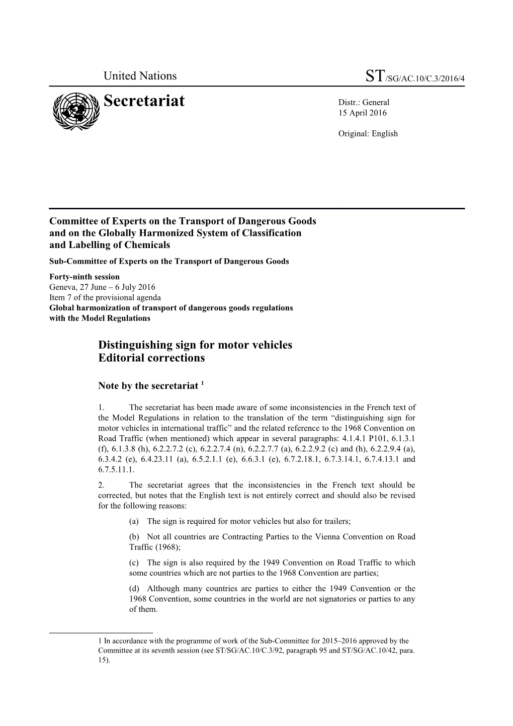 Sub-Committee of Experts on the Transport of Dangerous Goods s4