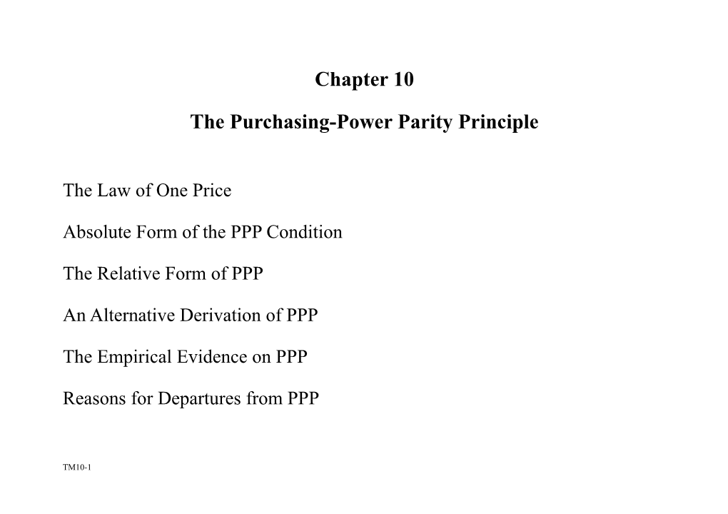 The Purchasing-Power Parity Principle
