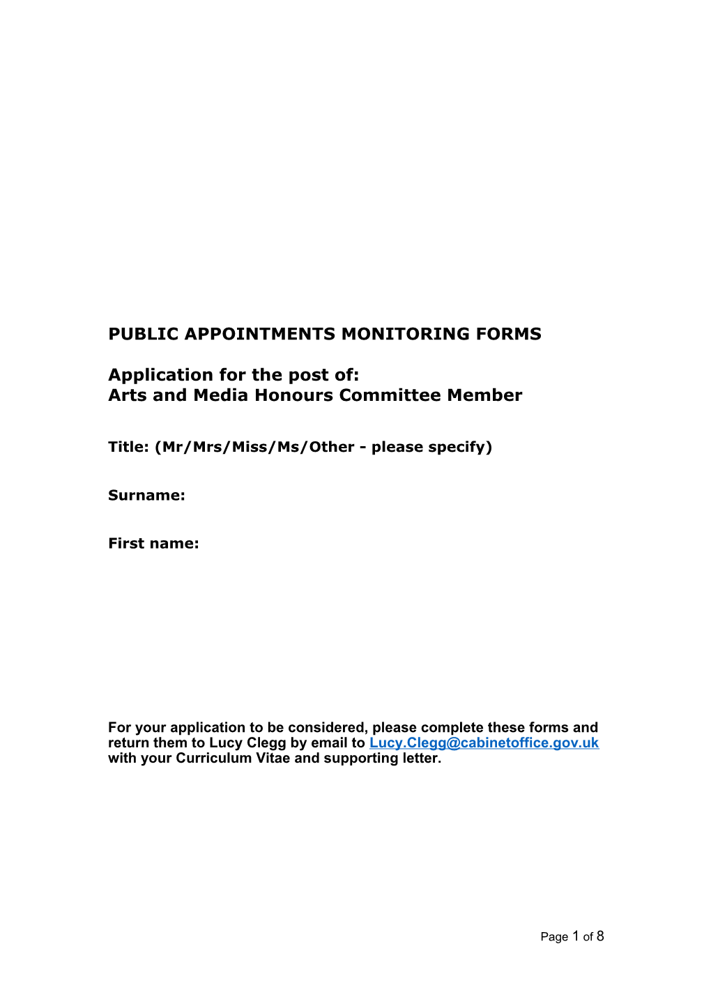 Public Appointments Monitoring Forms