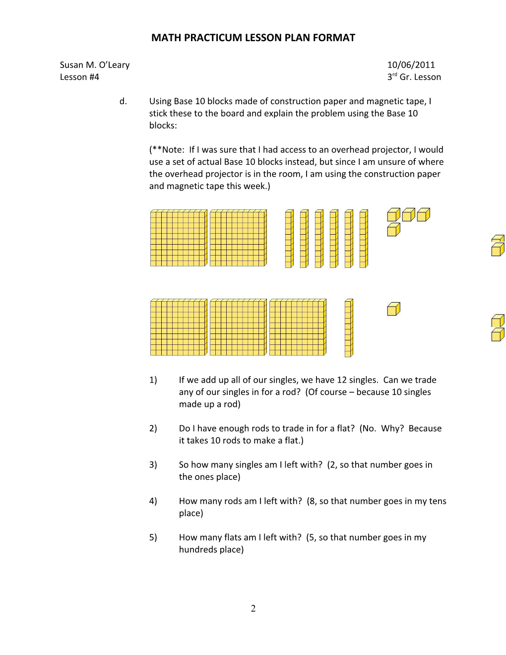 Math Practicum Lesson Plan Format