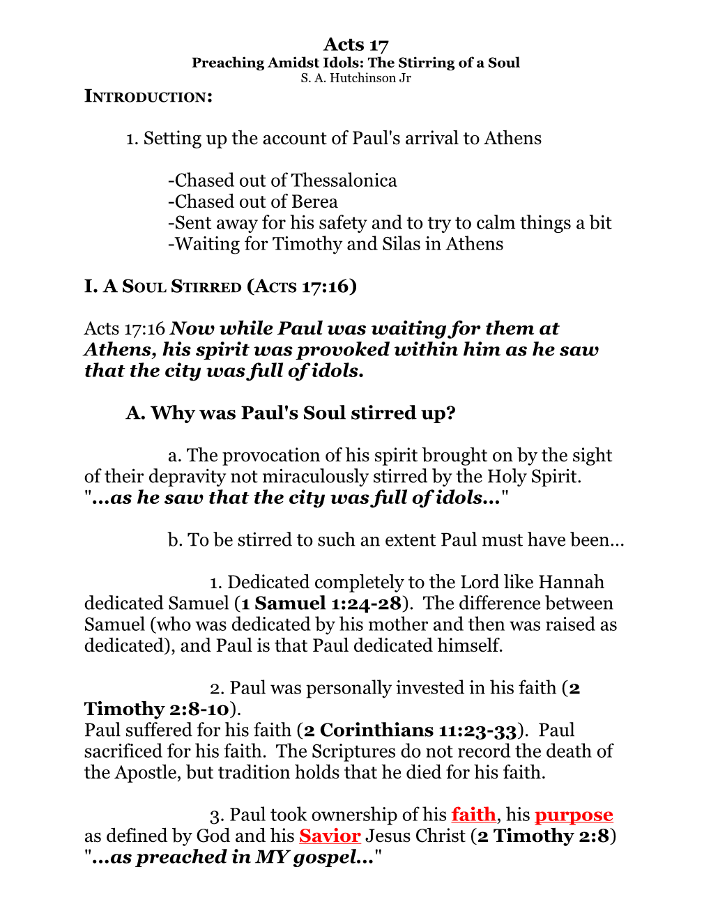 1. Setting up the Account of Paul's Arrival to Athens