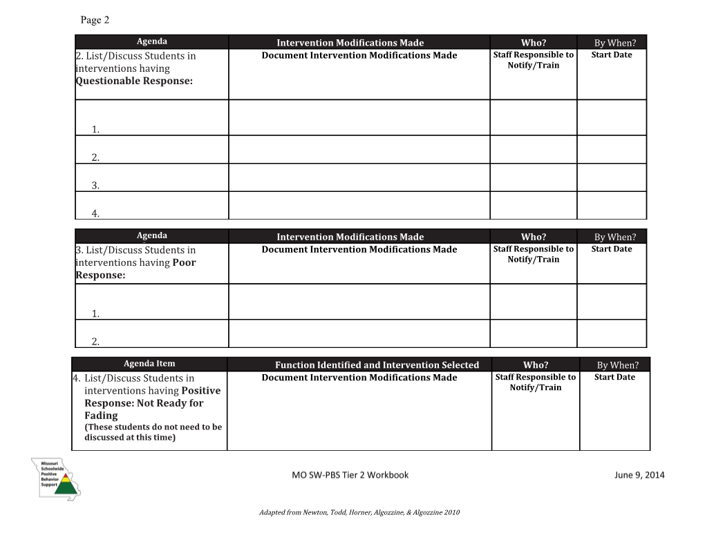 Chapter 2 Meeting Agenda Minutes and Problem-Solving Action Plan Form