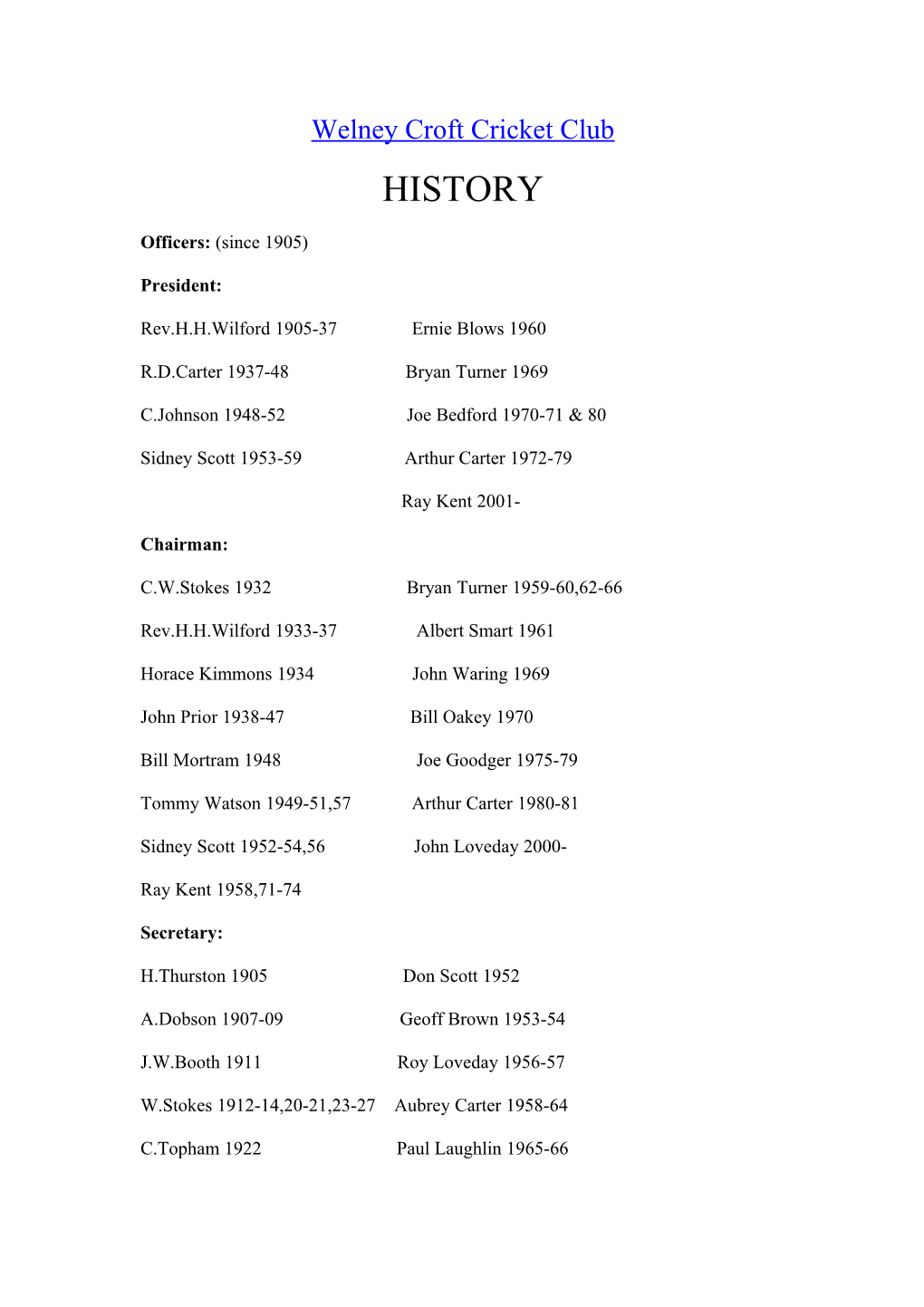 Welney Croft Cricket Club s1