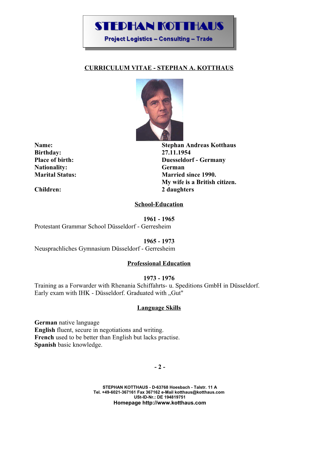 CV of Stephan Kotthaus