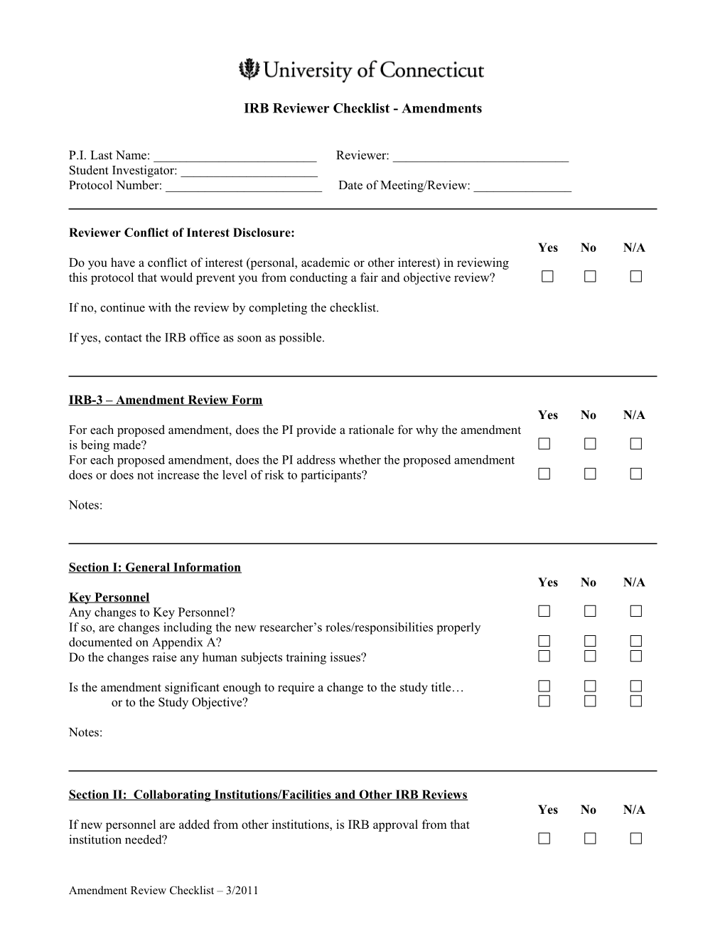 IRB Approval Checklist (Per 46