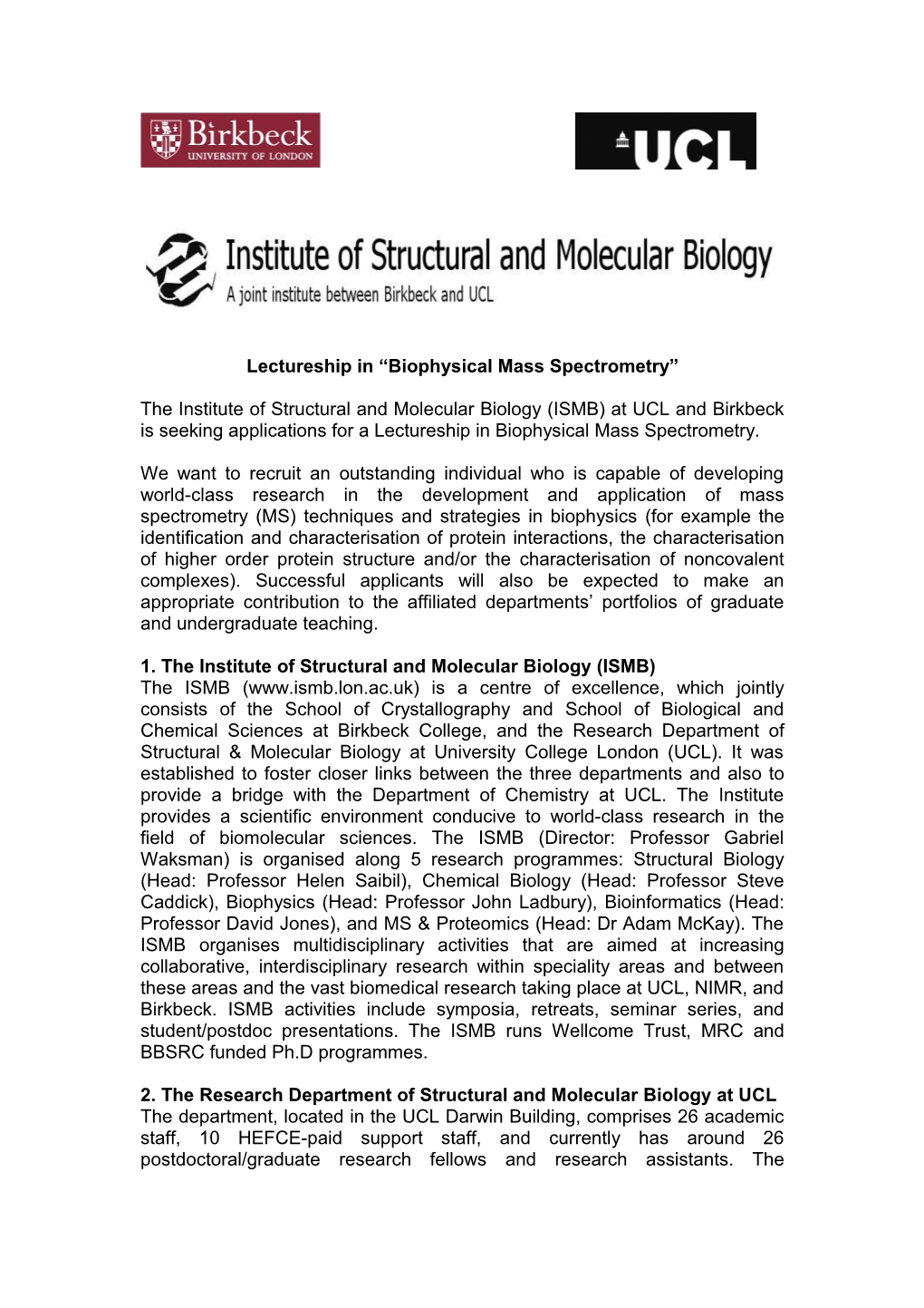 Ucl Department of Biochemistry & Molecular Biology