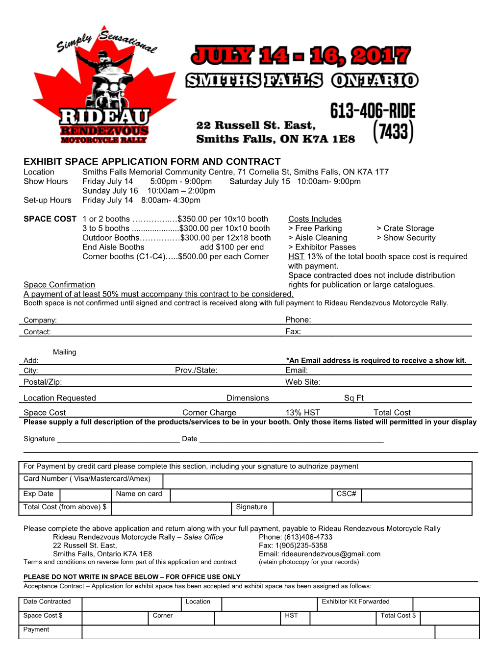 Exhibit Space Application Form and Contract