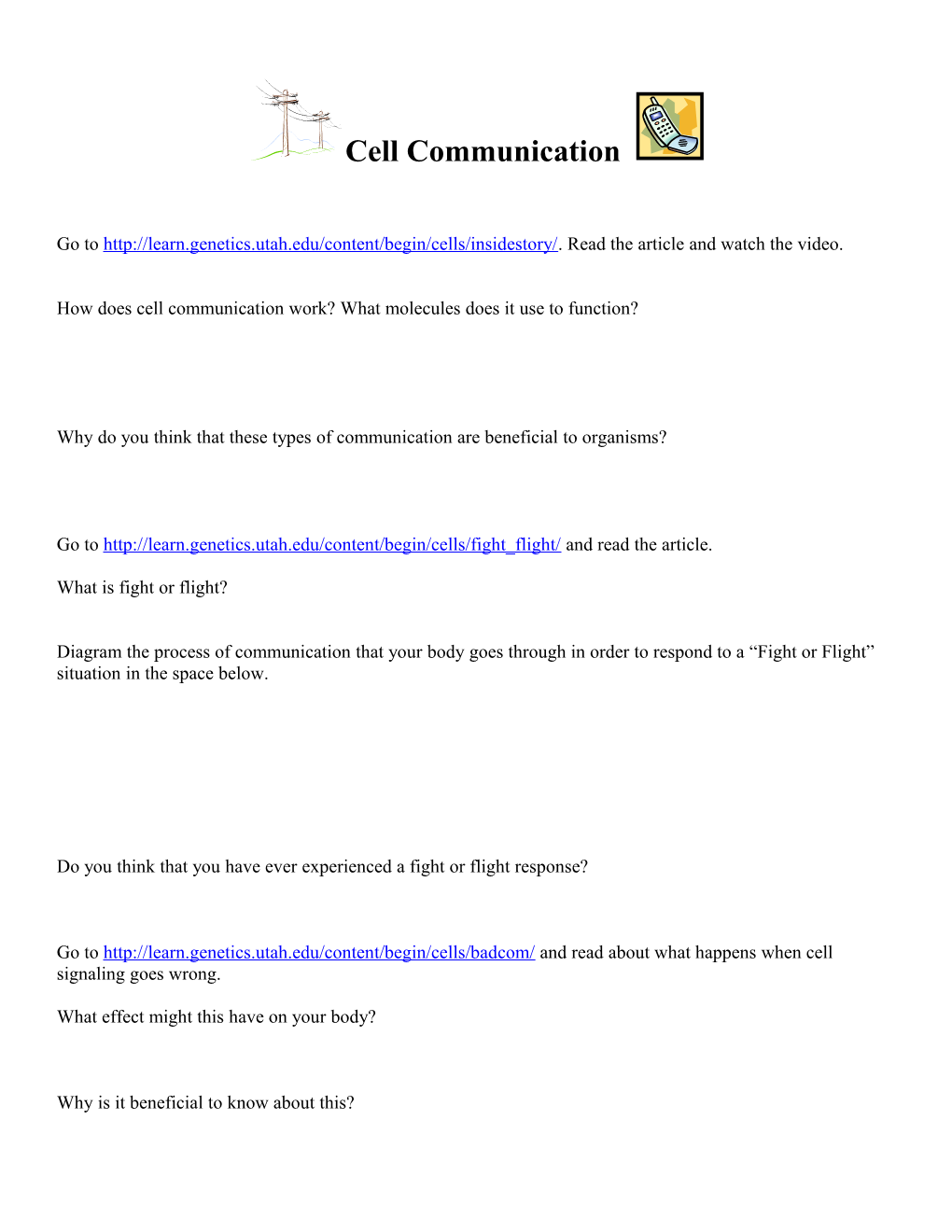 Cell Communication Webquest