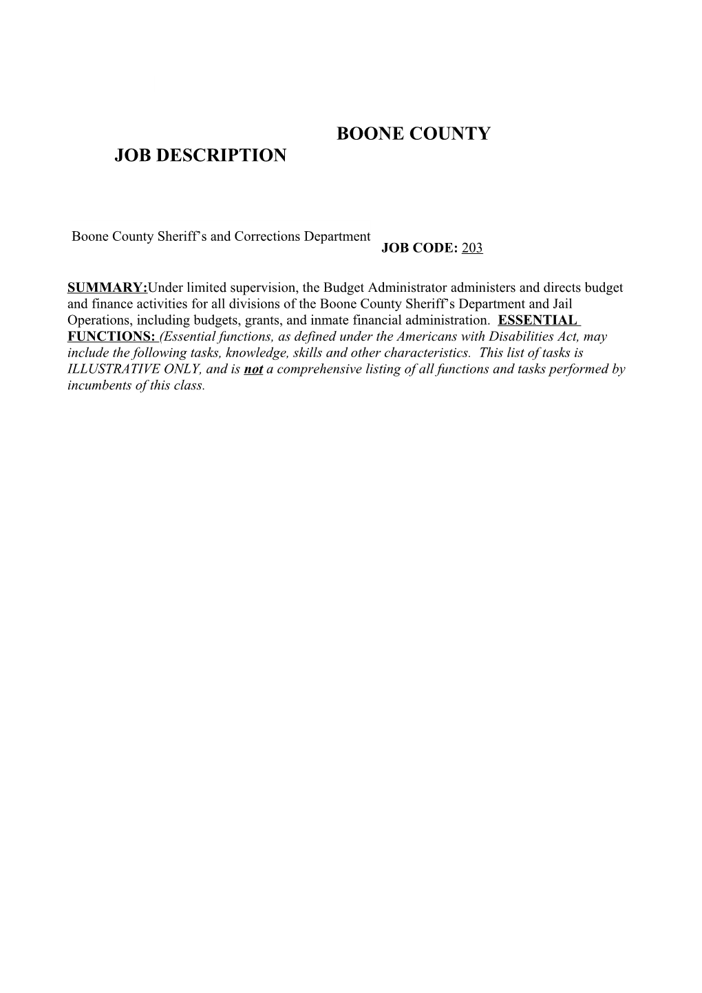 Budget Administrator 406000 Position Number 729