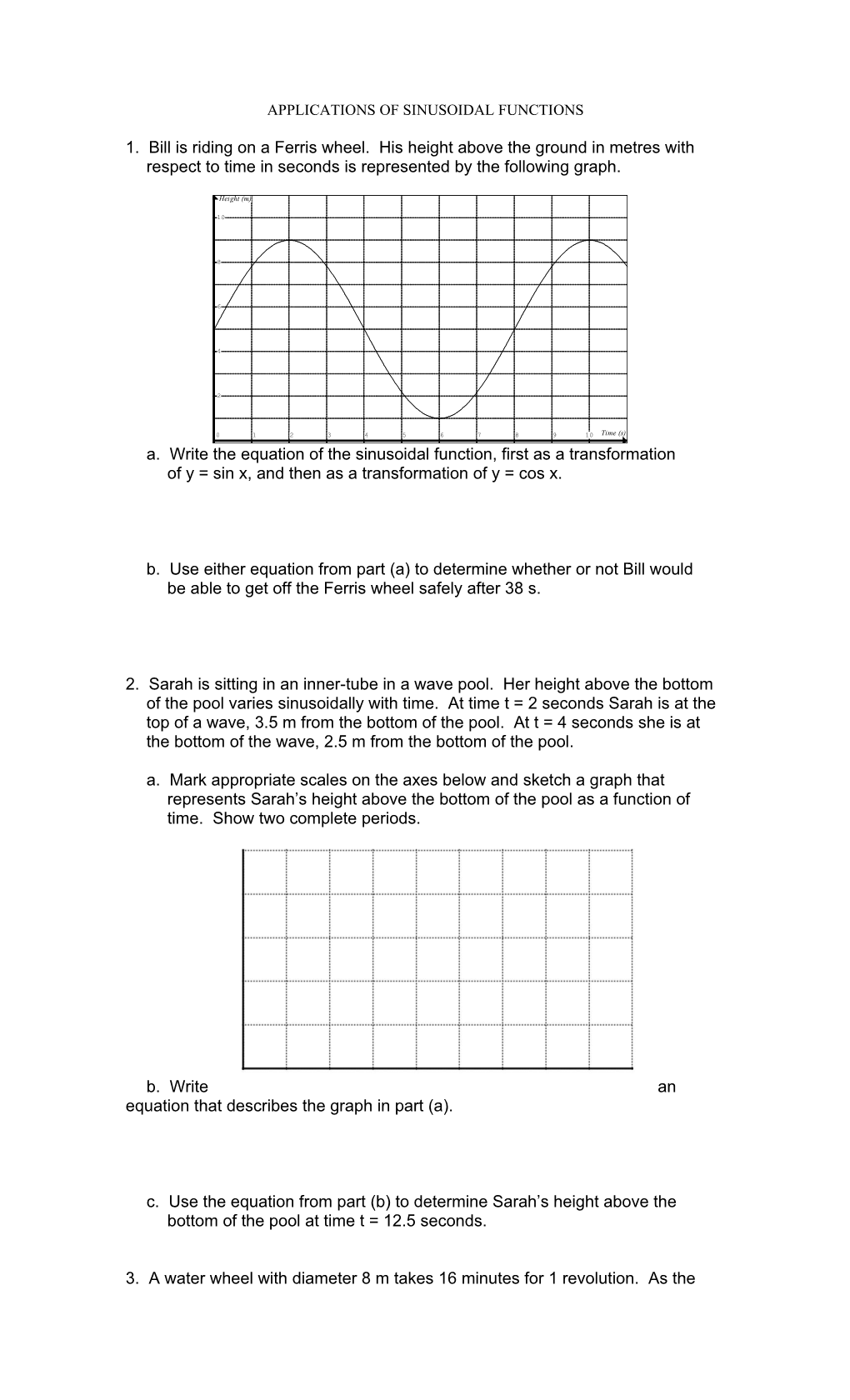 Applications of Sinusoidal Functions