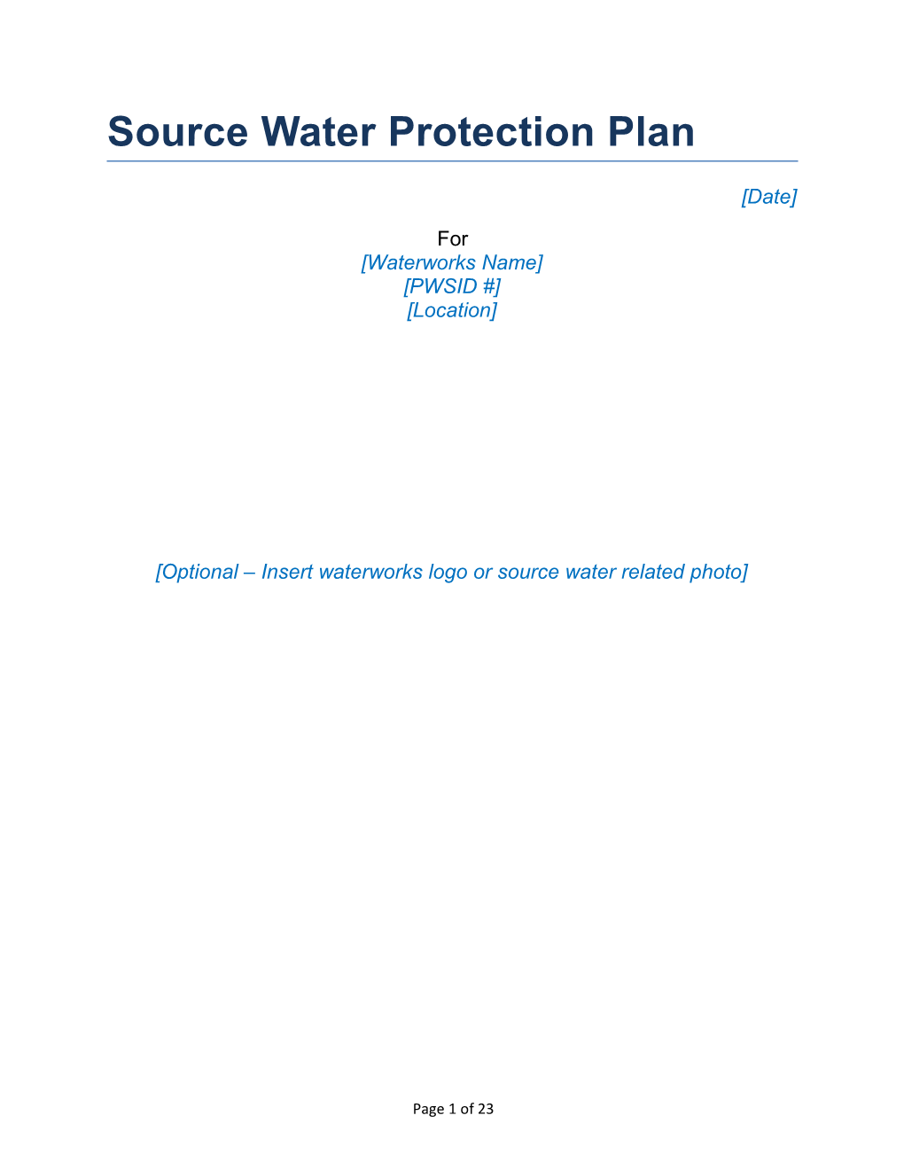 Source Water Protection Plan