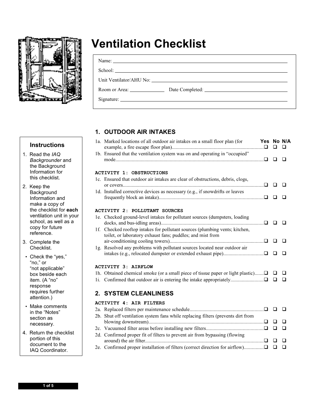 Ventilation Checklist