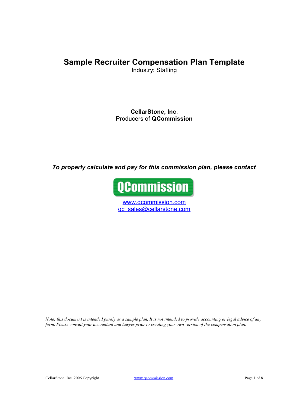 Sample Reseller Sales Rep Compensation Plan Template