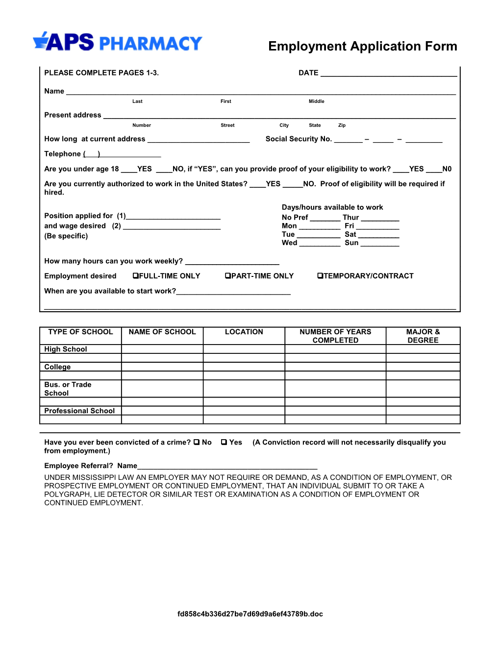 Employment Application Form s10