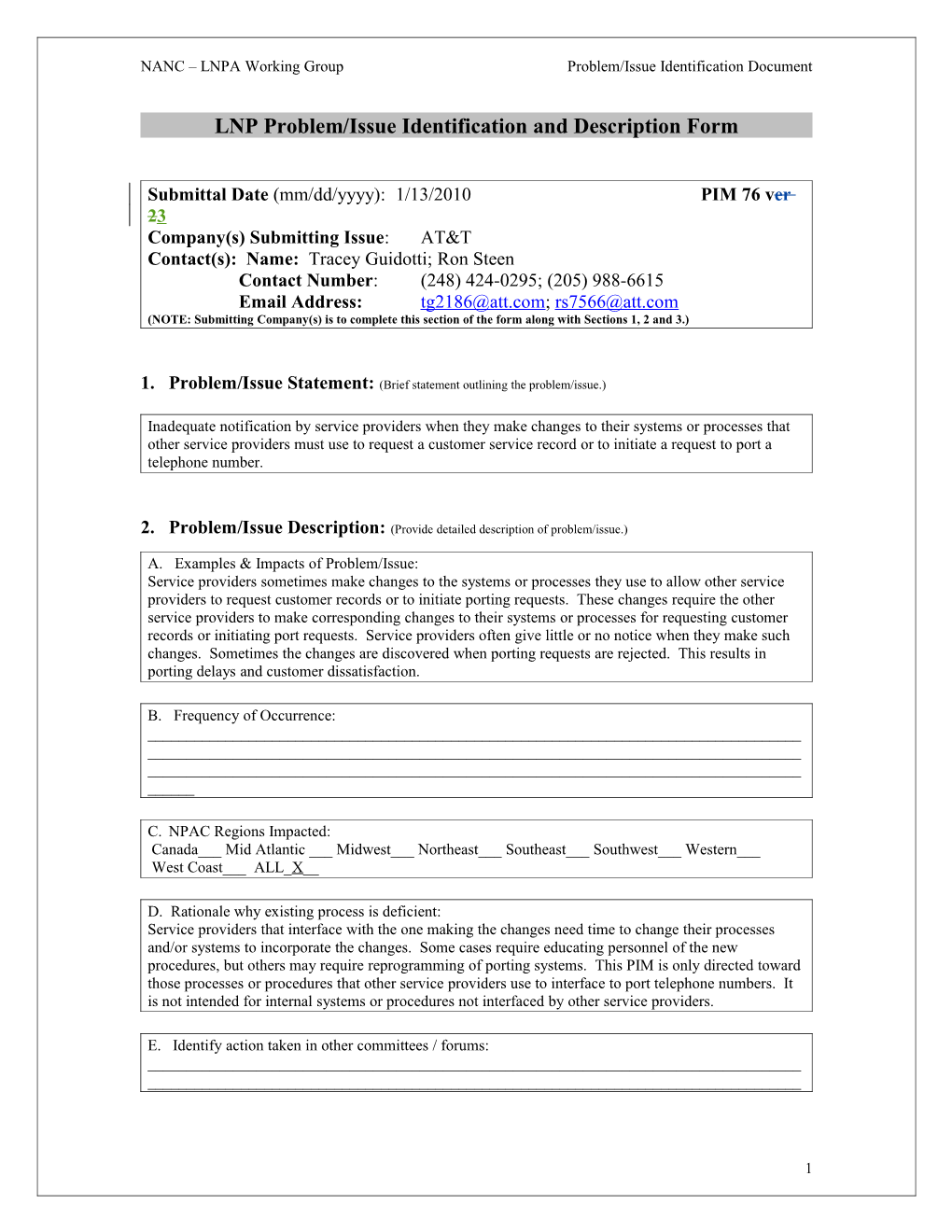 LNP Problem Identification and Description Form s1