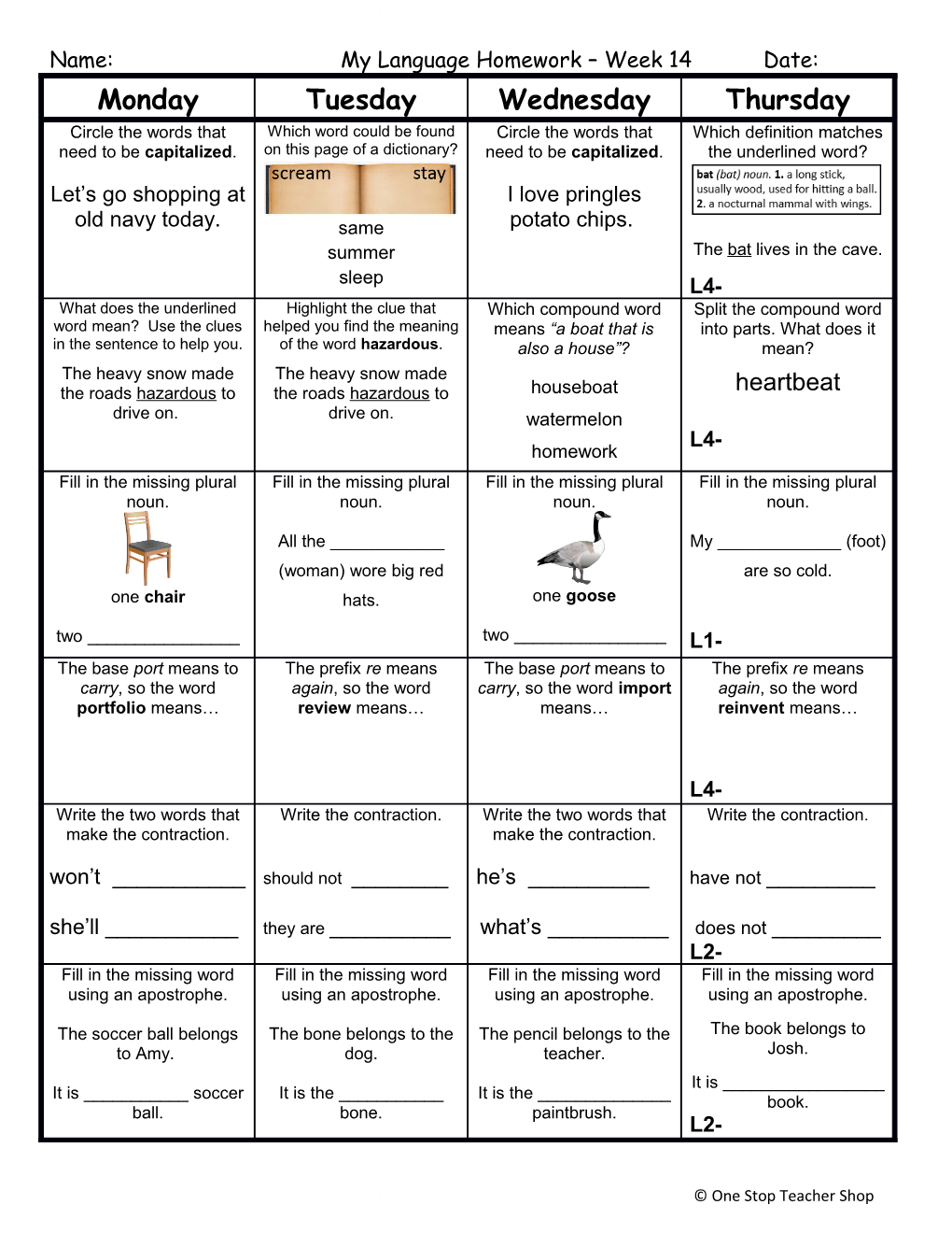 Weekly Homework Sheet s3