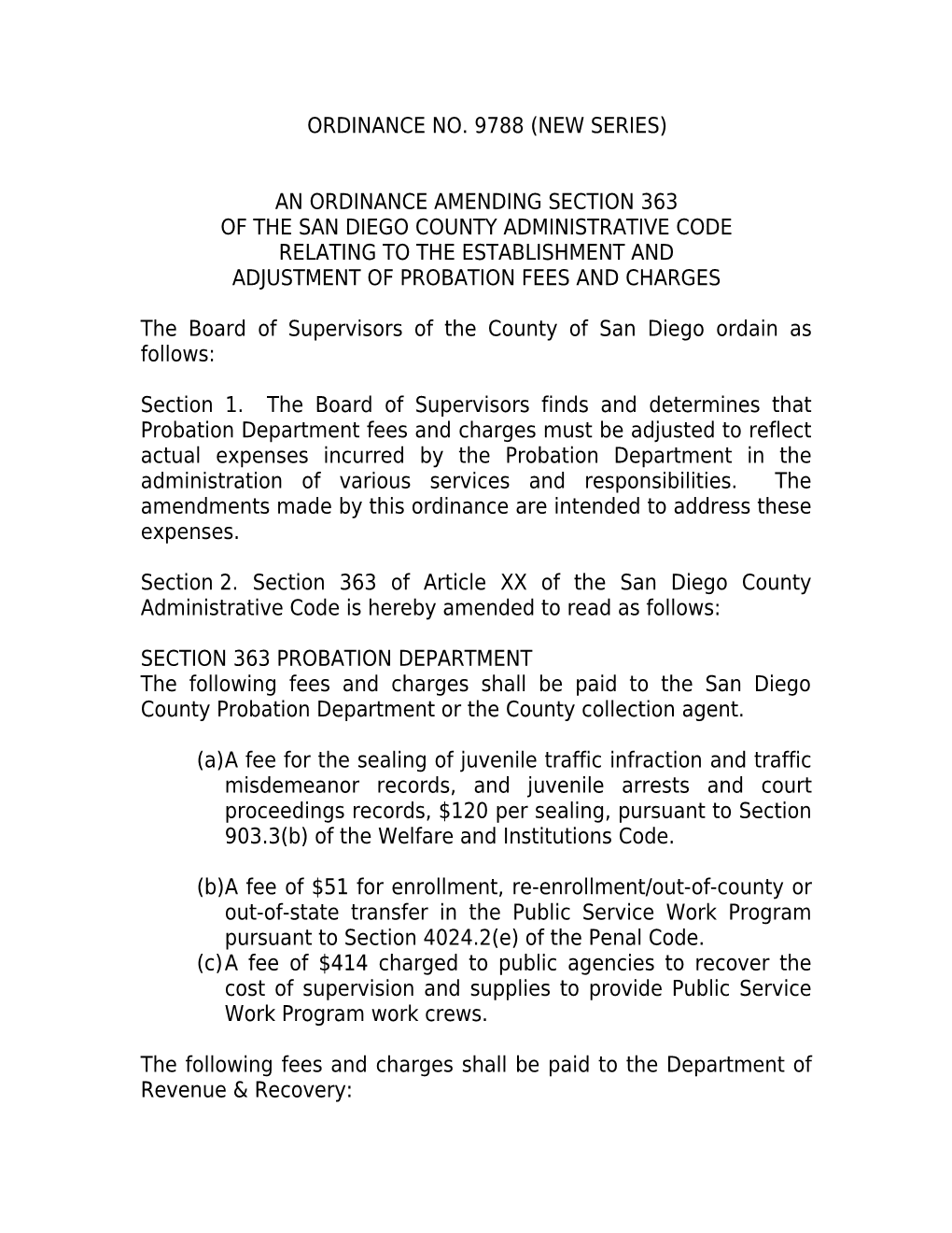 Of the San Diego County Administrative Code s1