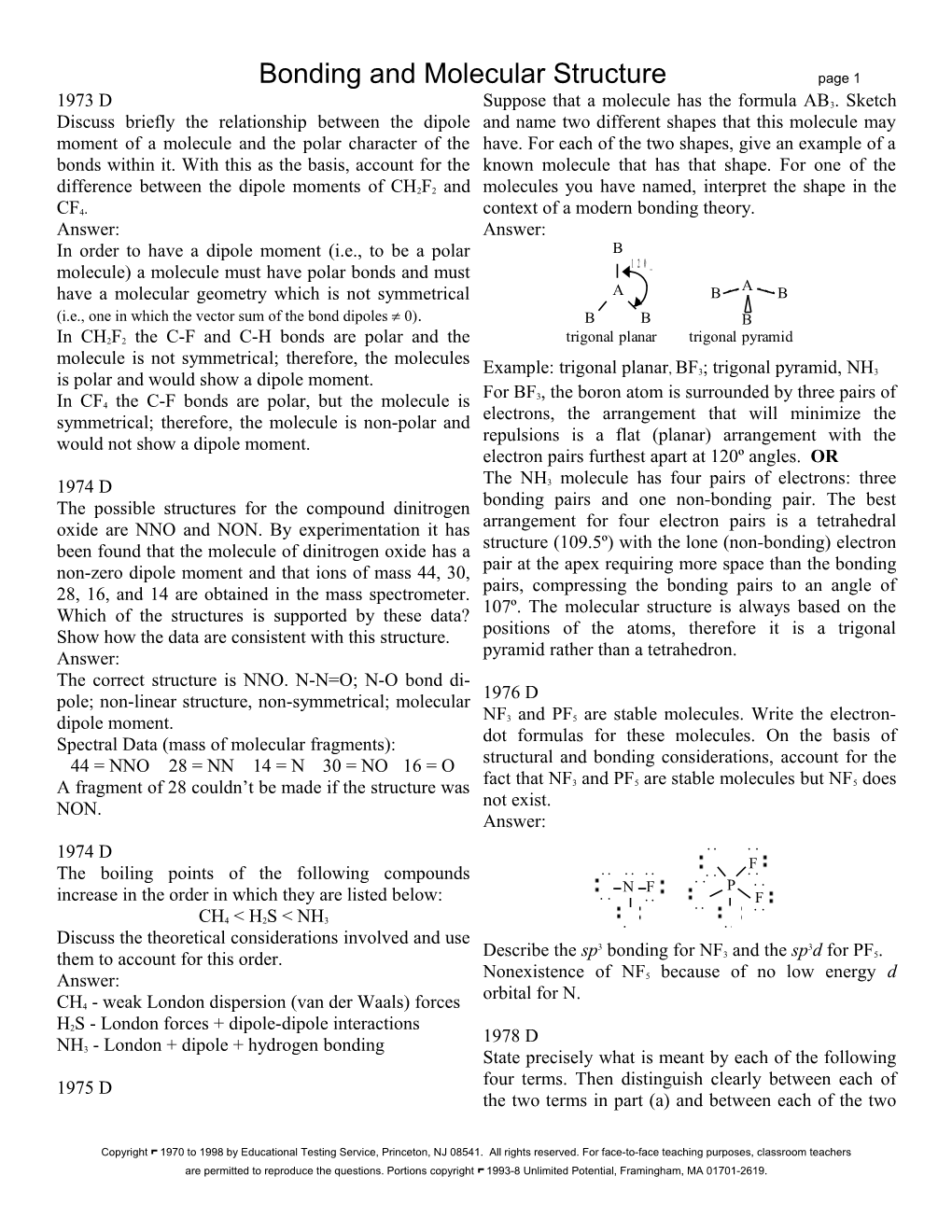 Bonding and Molecular Structure Page 11