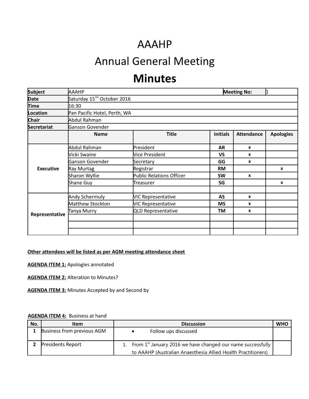 Other Attendees Will Be Listed As Per AGM Meeting Attendance Sheet