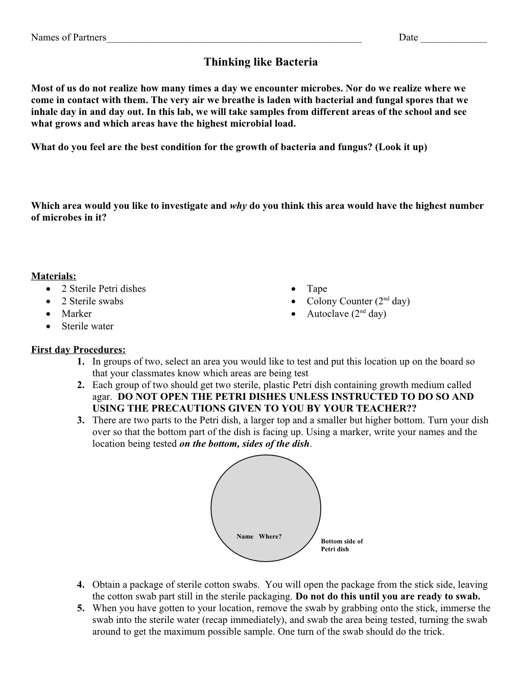 Think Like Bacteria Lab