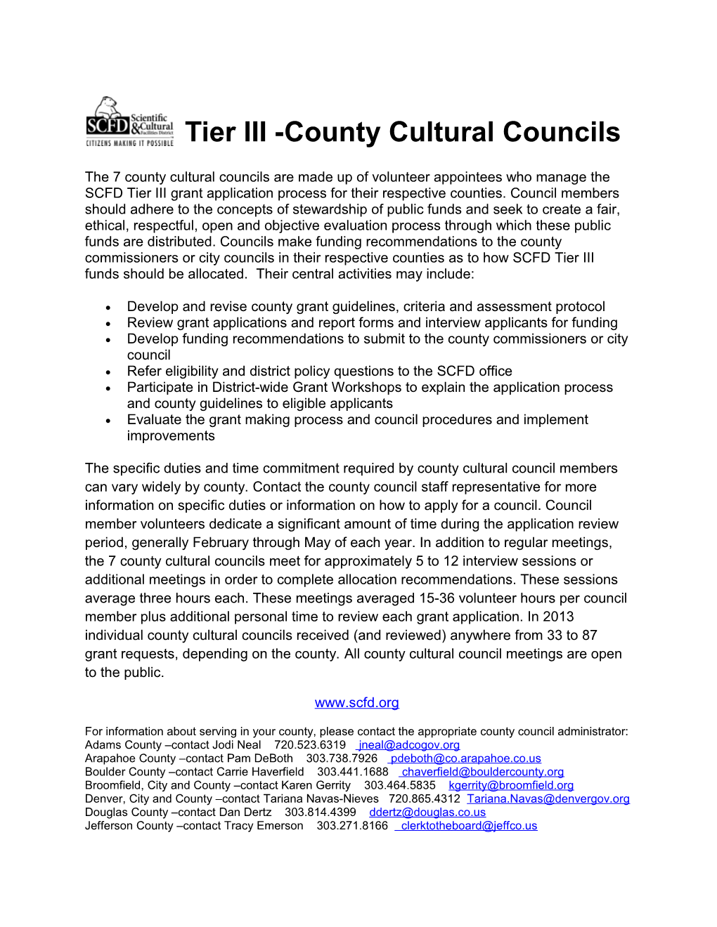 Tier III -County Cultural Councils