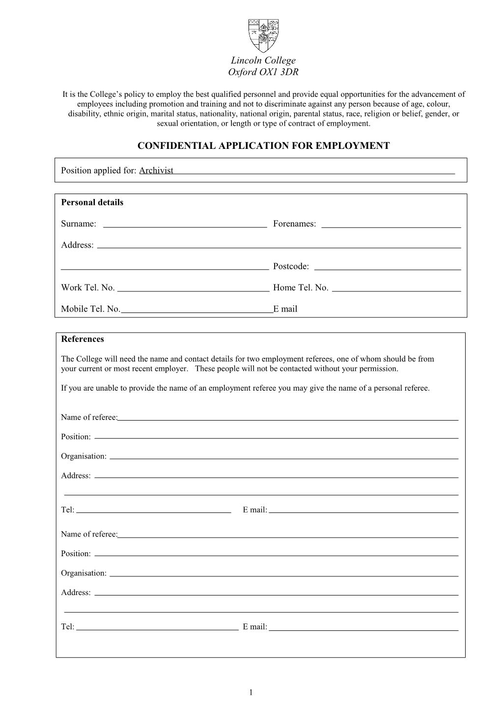 Confidential Application for Employment s3