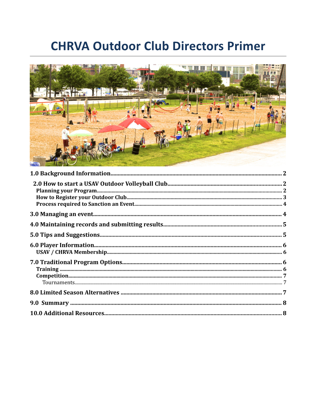 CHRVA Outdoor Club Directors Primer