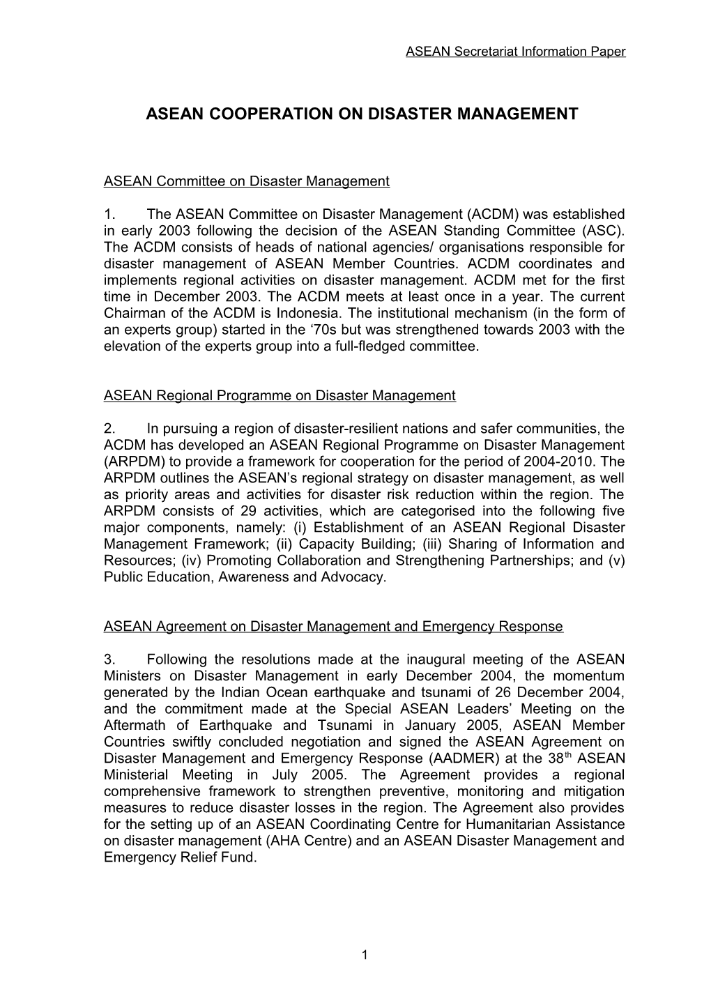 ASEAN Secretariat Information Paper