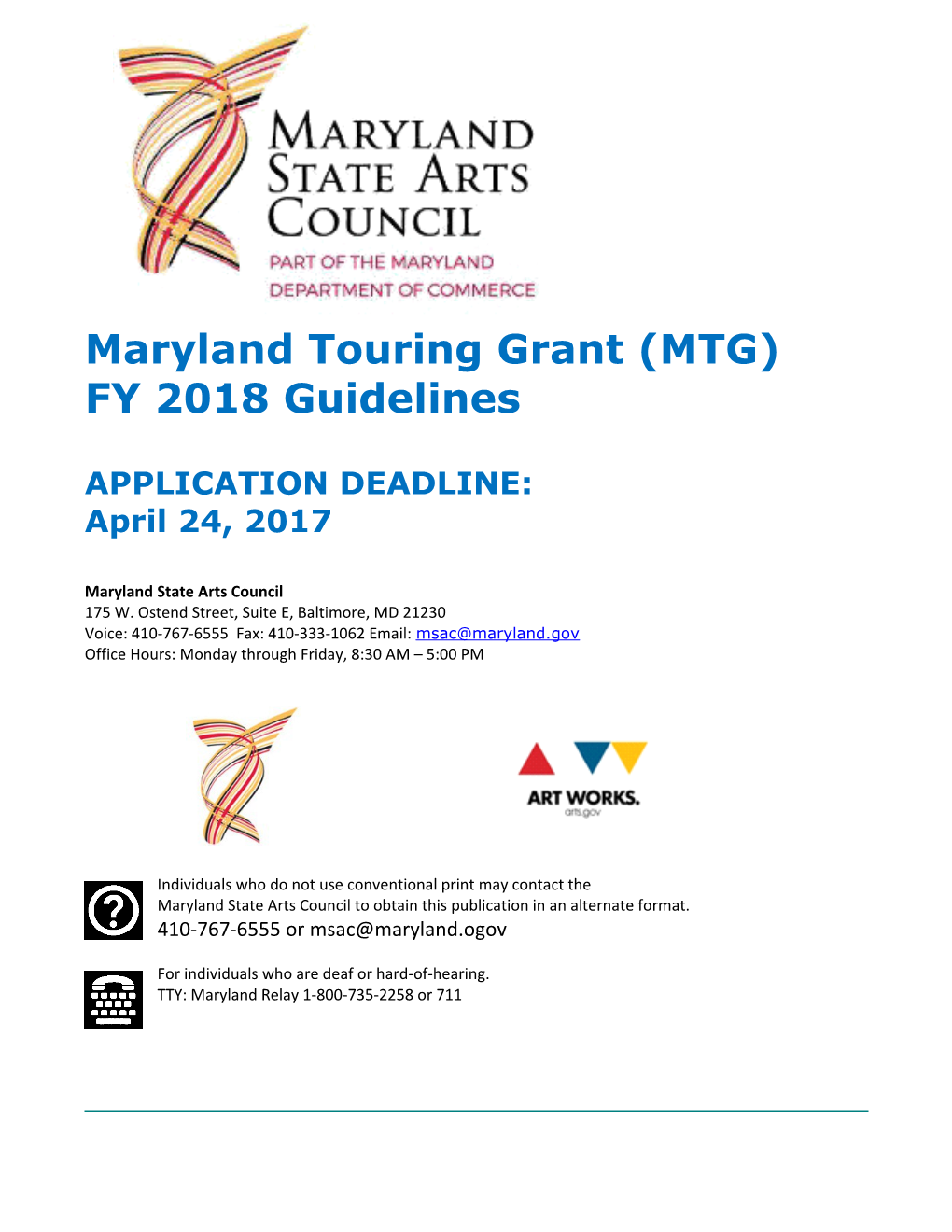 Maryland Touring Grant (MTG)