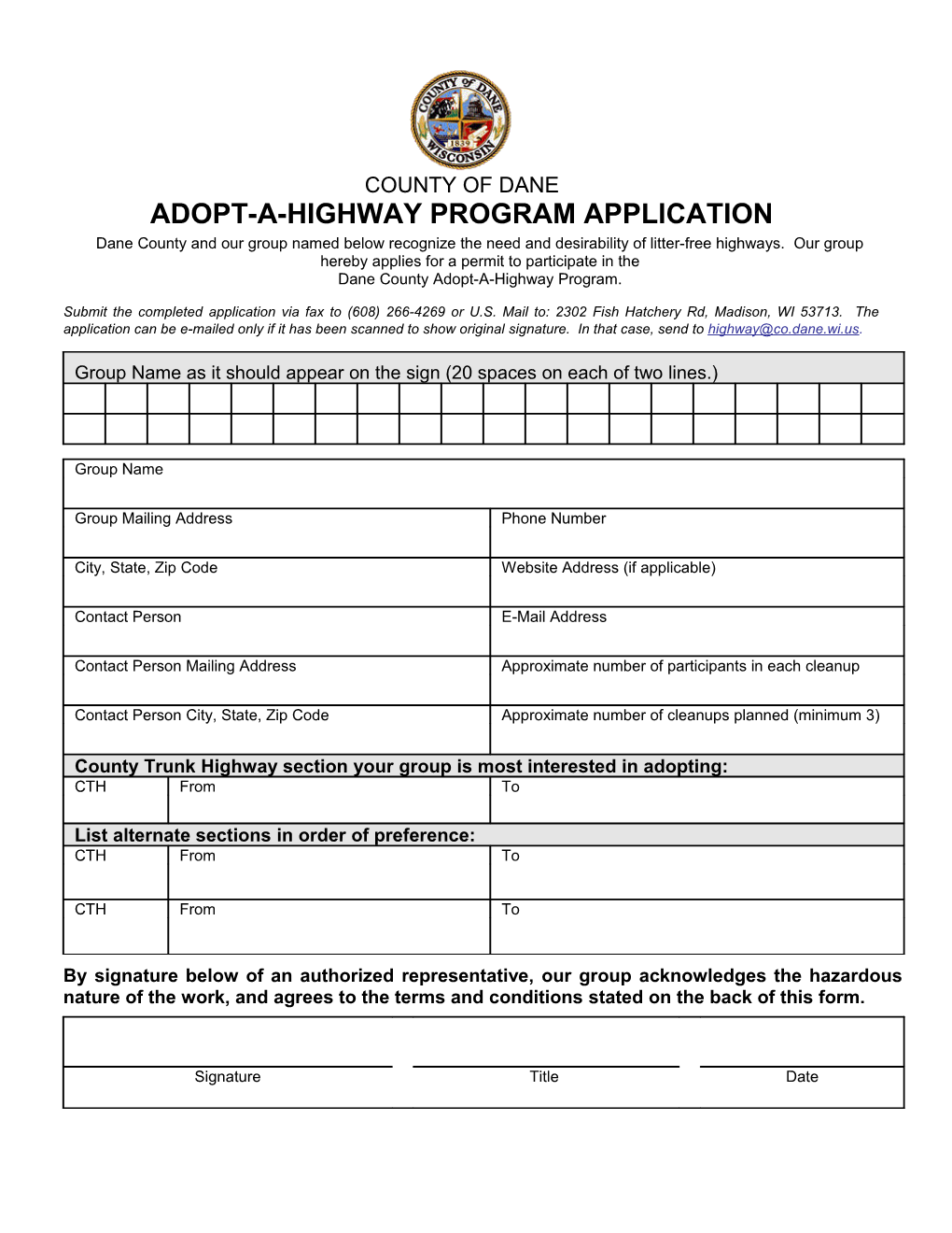 Dane County Adopt-A-Highway Program