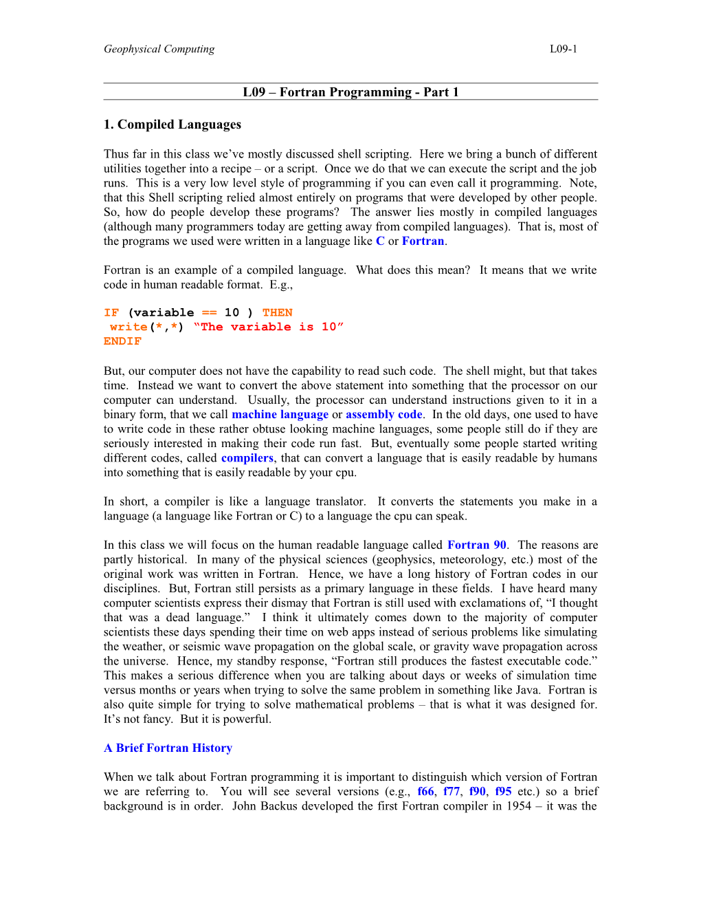 L09 Fortran Programming - Part 1