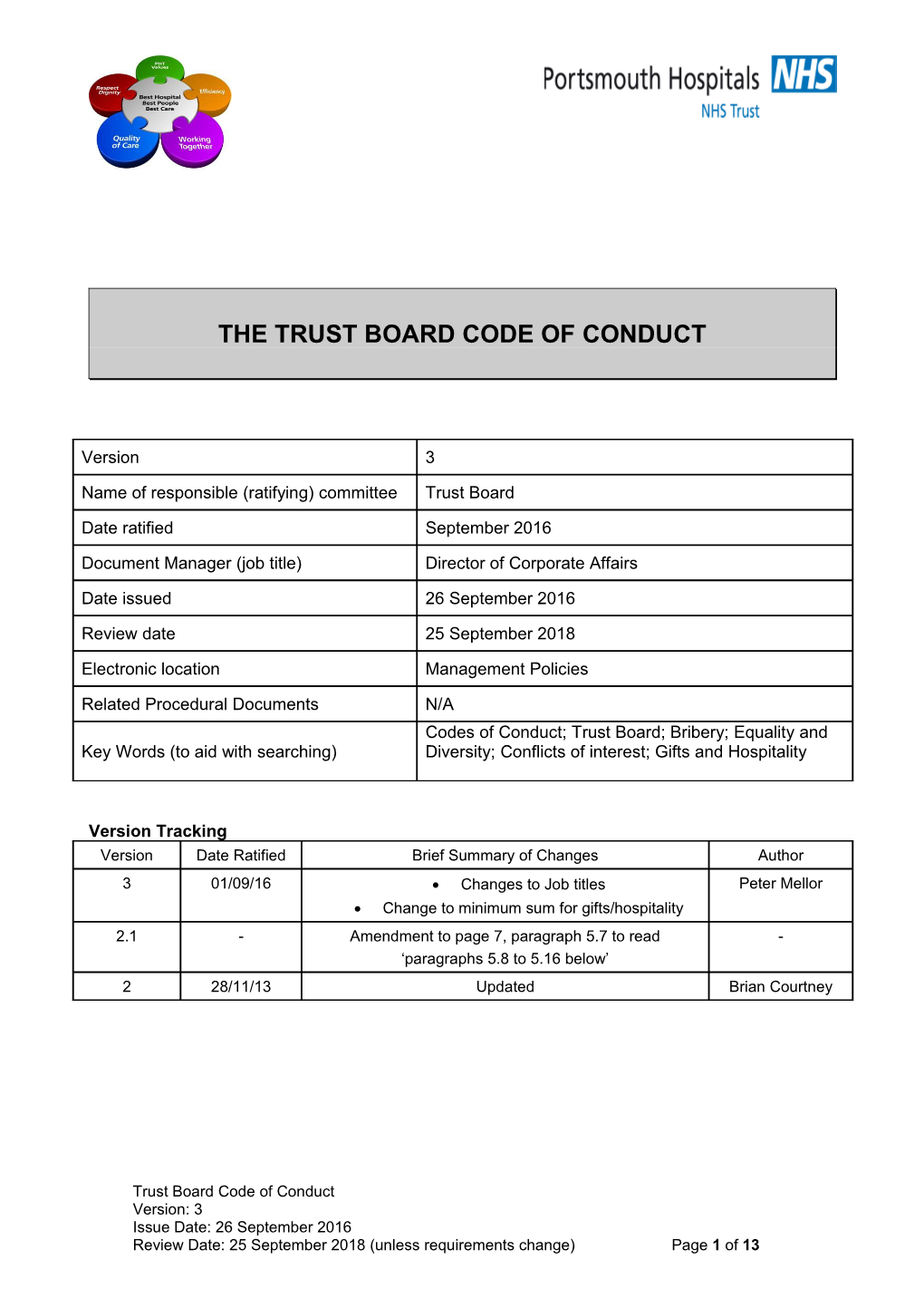 The Trust Board Code of Conduct