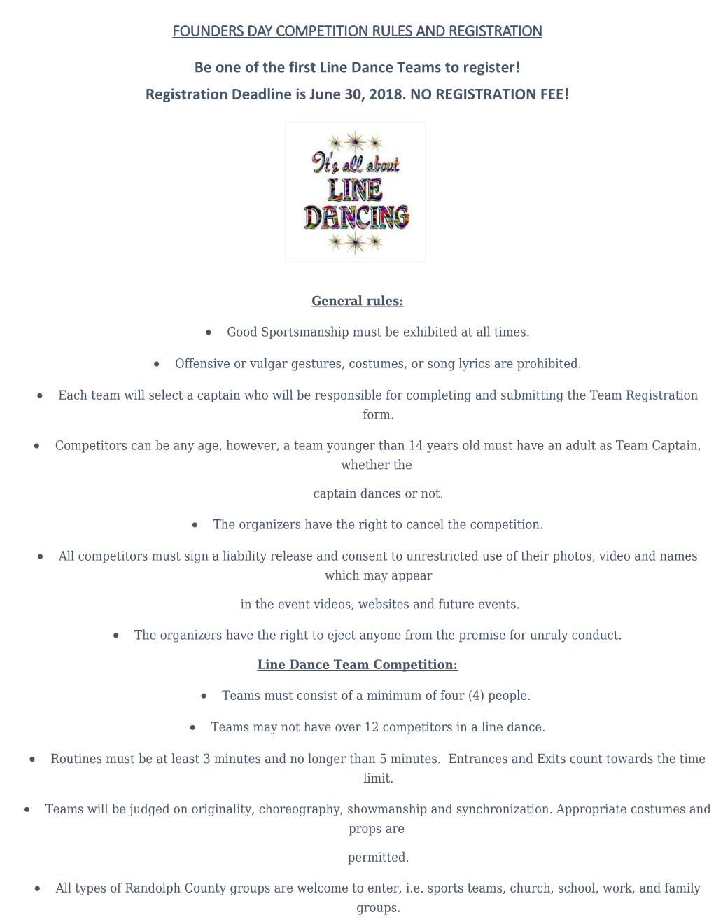 Founders Day Competition Rules and Registration
