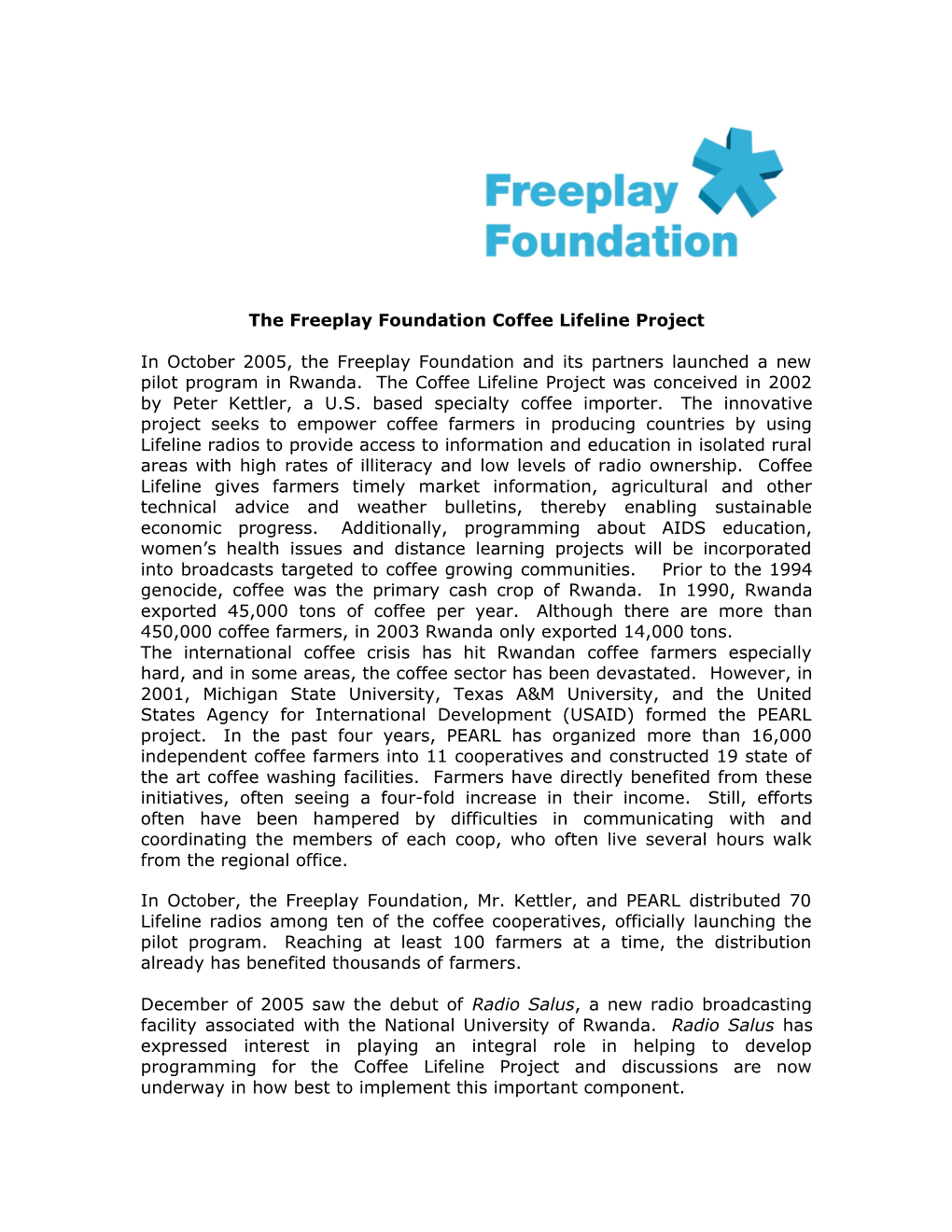 Freeplay Foundation Partners for The