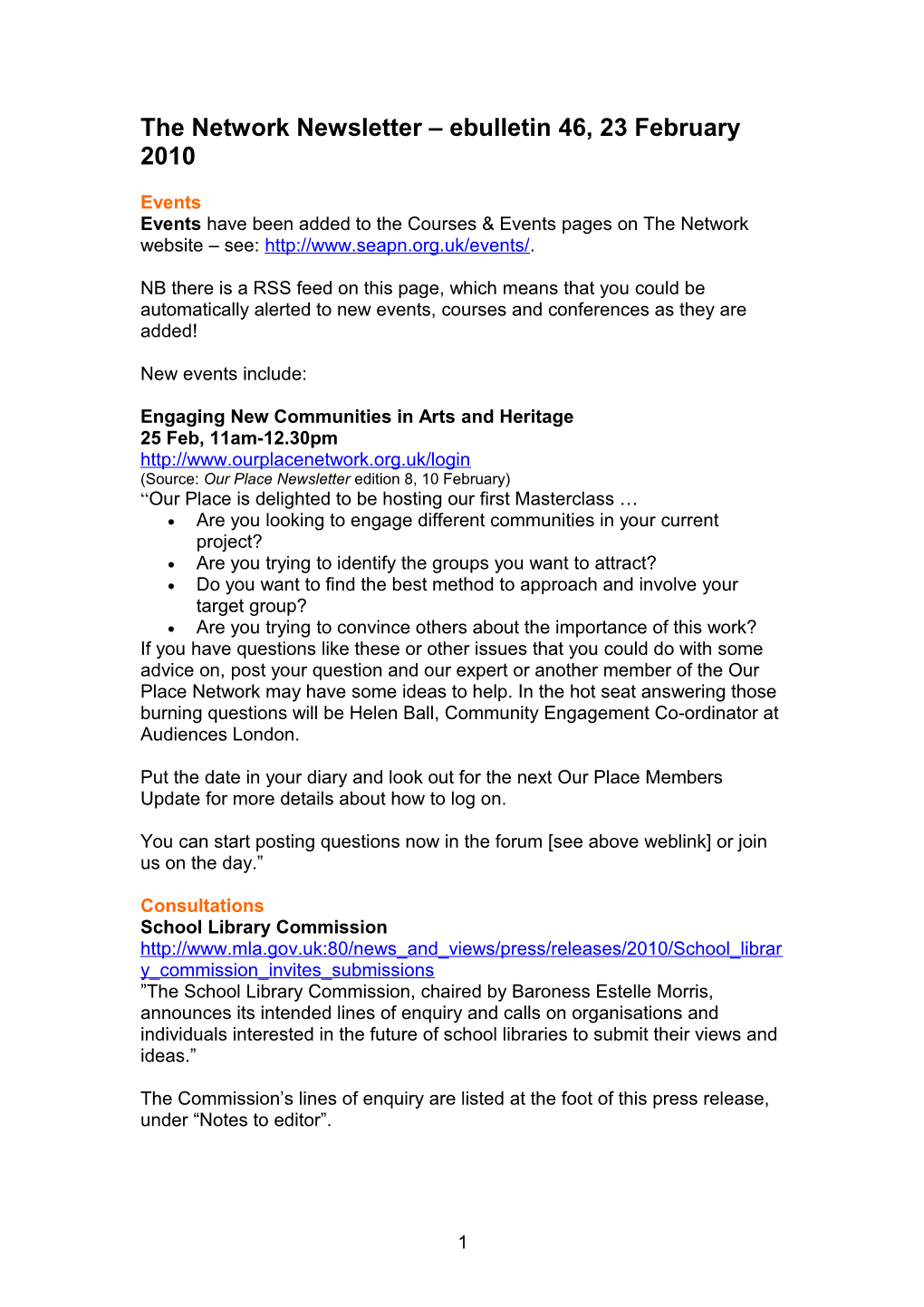 The Network Newsletter Ebulletin 1, 14 April 2008 s3