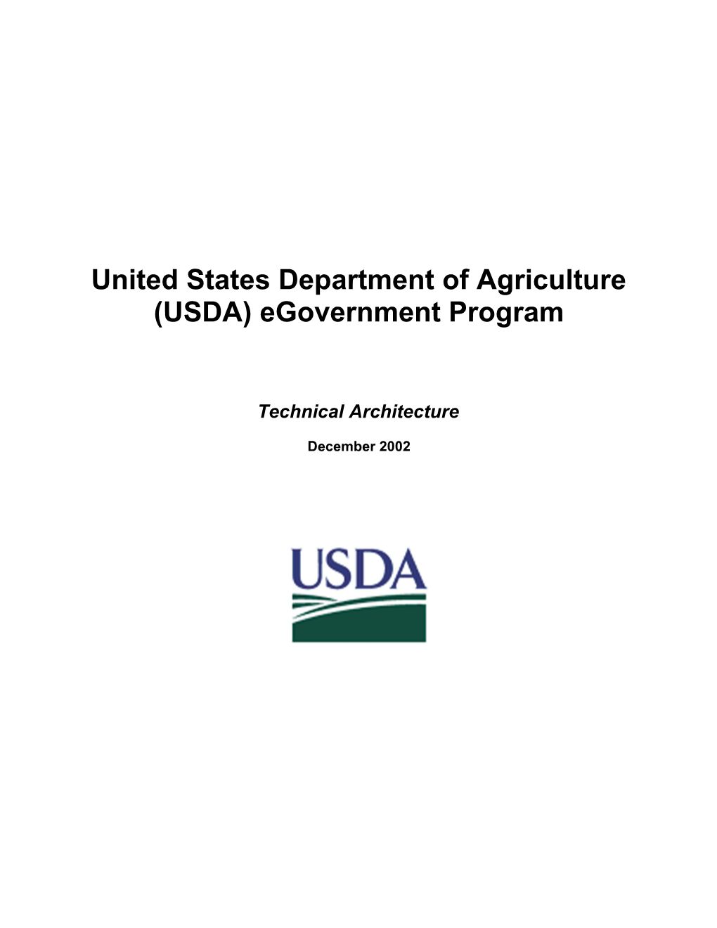 United States Department of Agriculture (USDA) Egovernment Program