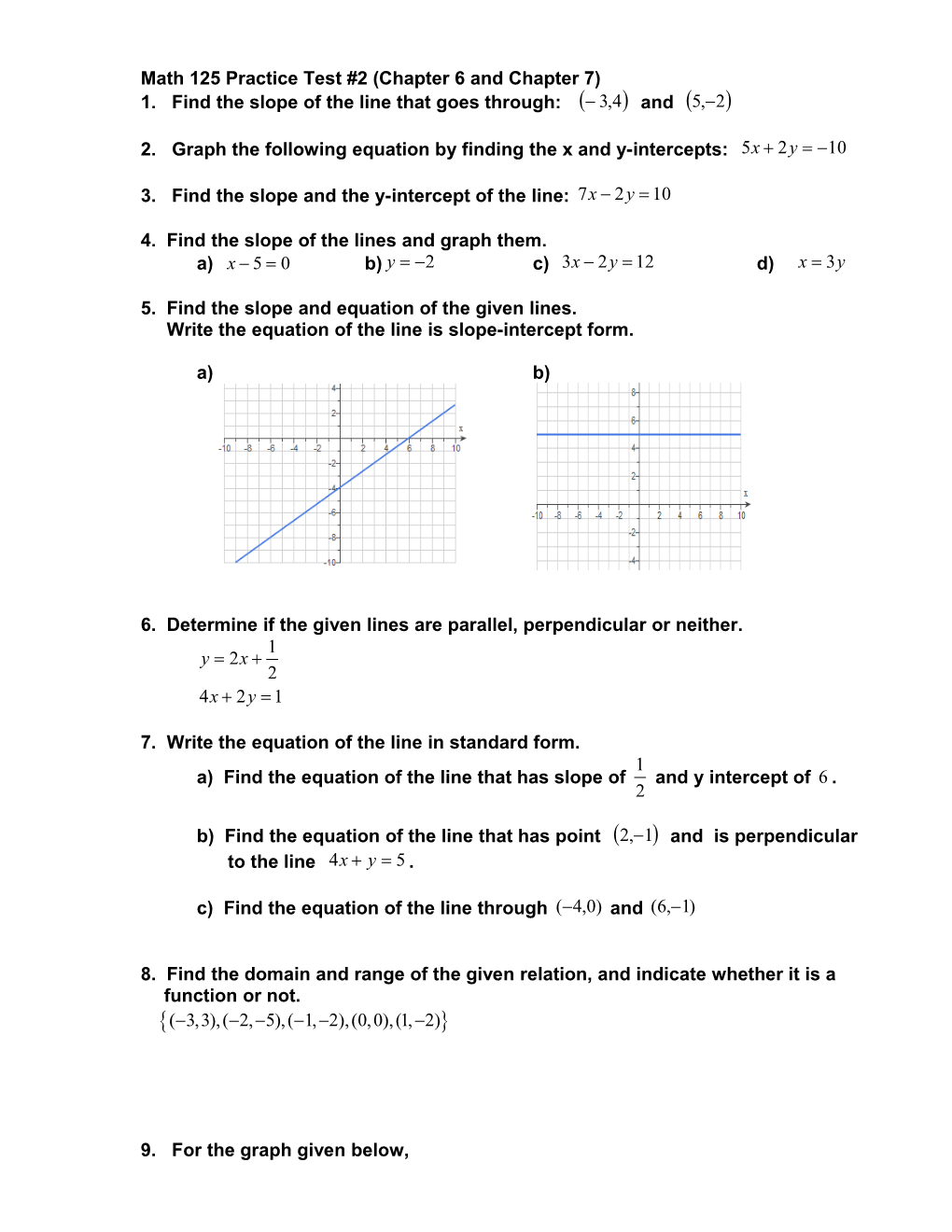 Math 125 Practice Test #2 (Chapter 6 and Chapter 7)