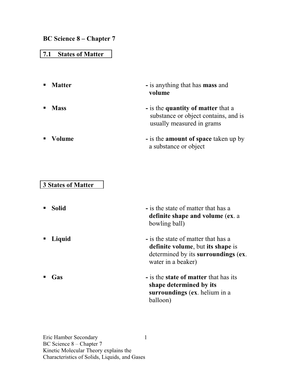 BC Science 8 Chapter 7