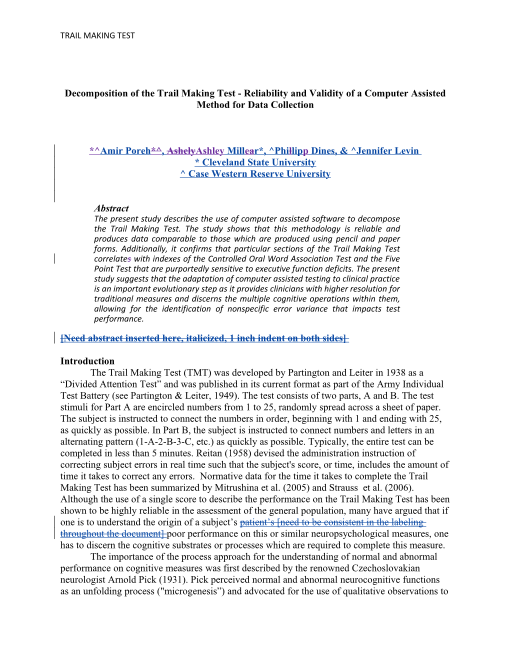 Trail Making Test and Eye Tracking Analyses