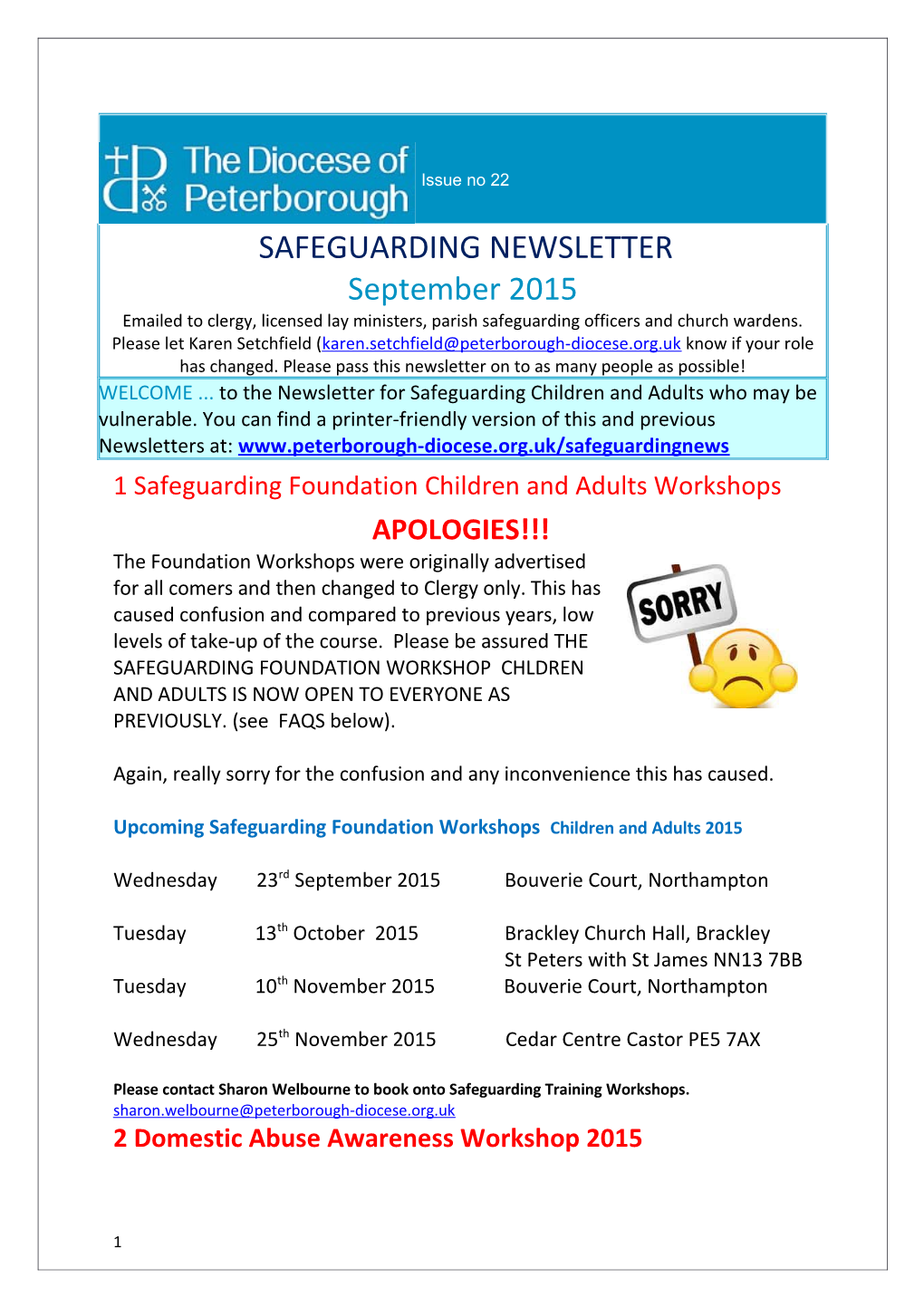 1Safeguarding Foundation Children and Adults Workshops