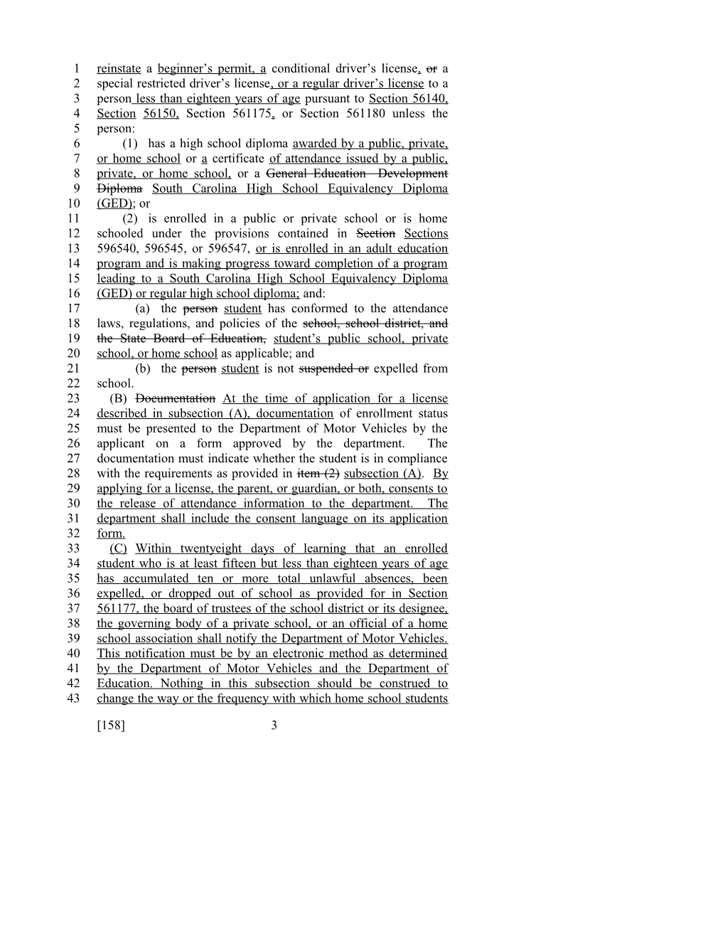 2013-2014 Bill 158: Driver's License Suspension - South Carolina Legislature Online