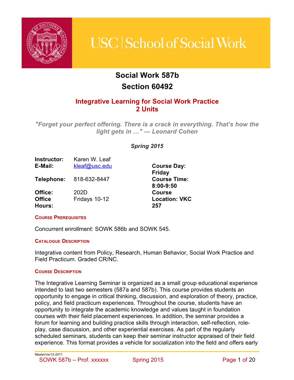 School of Social Work Syllabus Template Guide s1