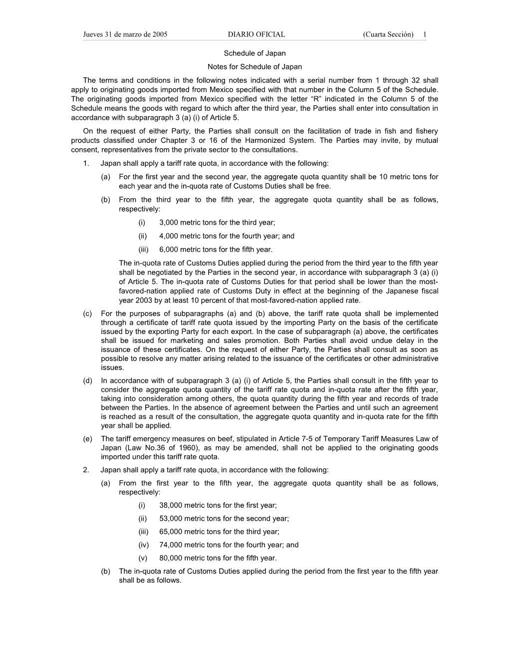 Jueves 31 De Marzo De 2005DIARIO OFICIAL(Cuarta Sección) 1