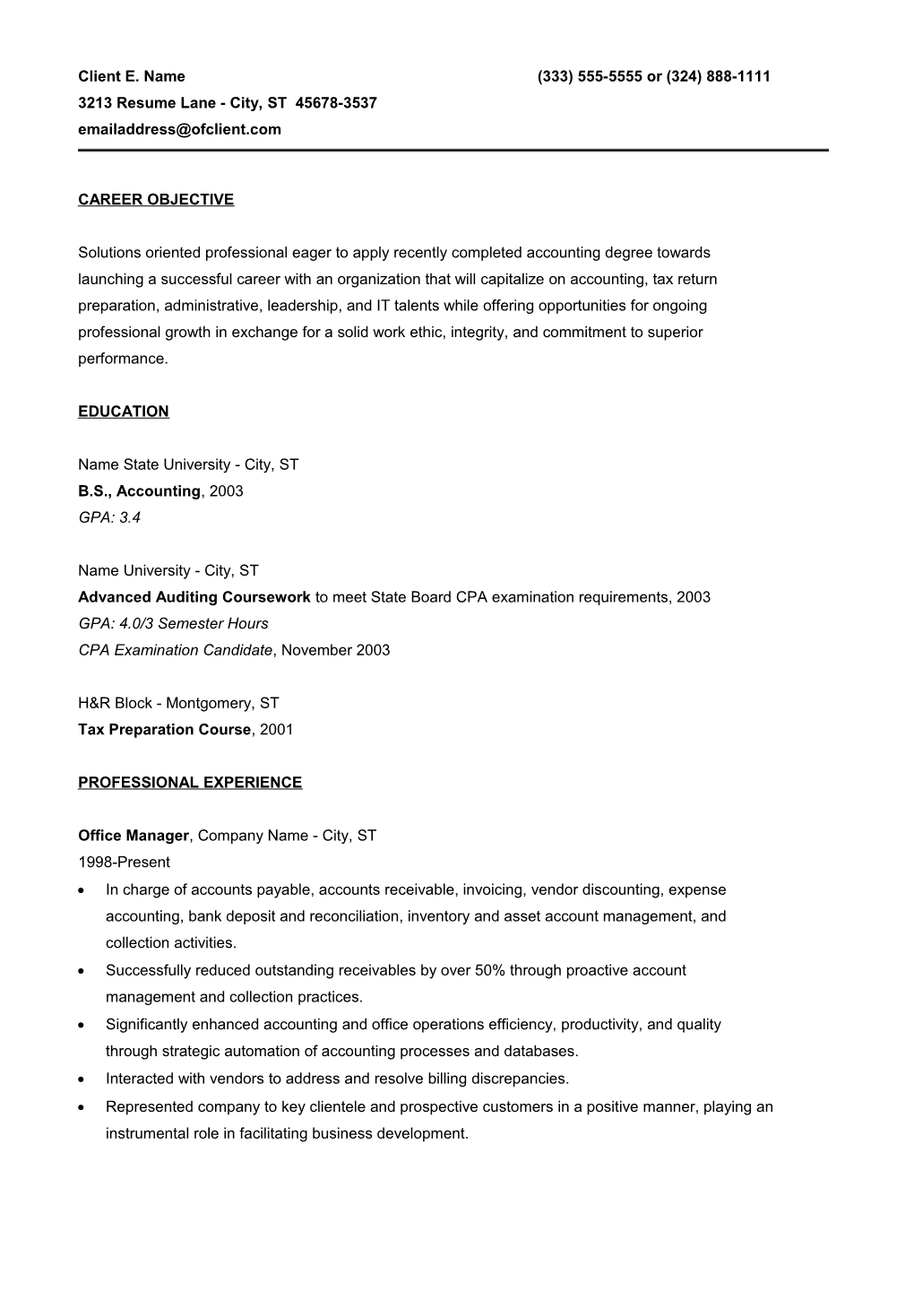 Entry Level Resume Sample 2