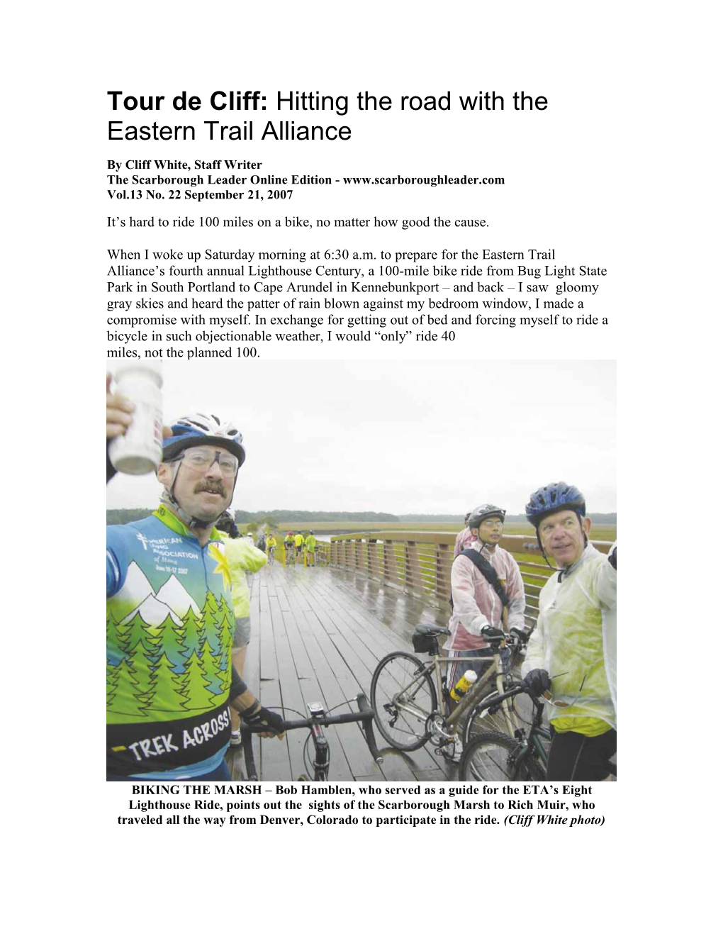 Tour De Cliff: Hitting the Road with the Eastern Trail Alliance